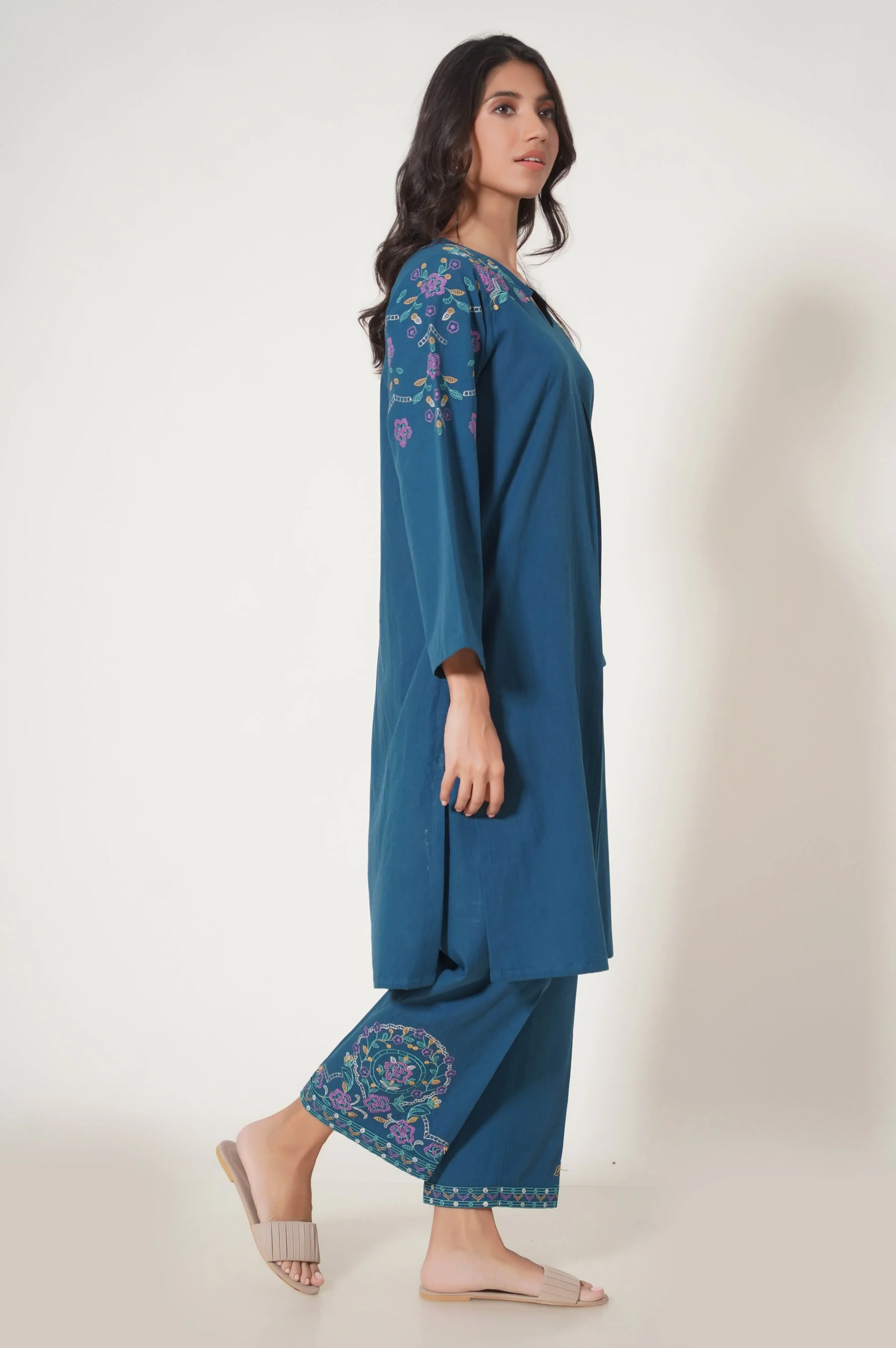 Stitched 2 Piece Embroidered Cambric Suit - Image 4