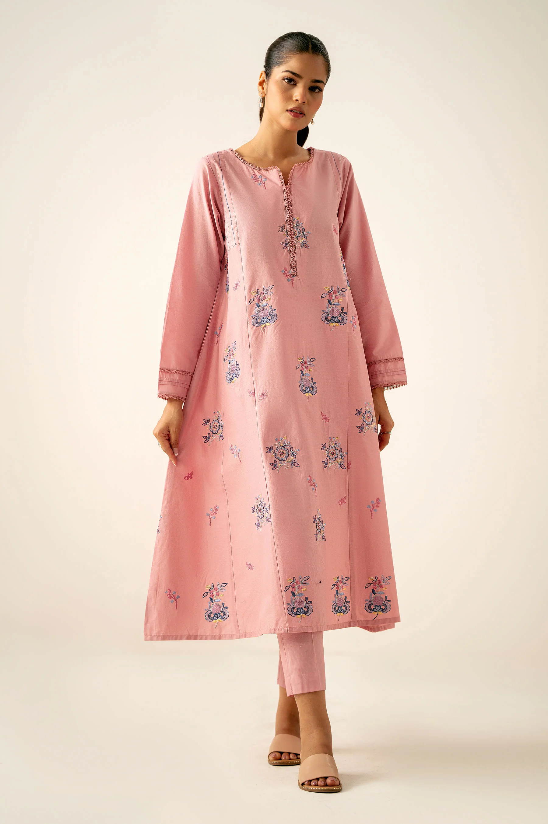 Stitched 2 Piece Embroidered Cambric Suit - Image 3