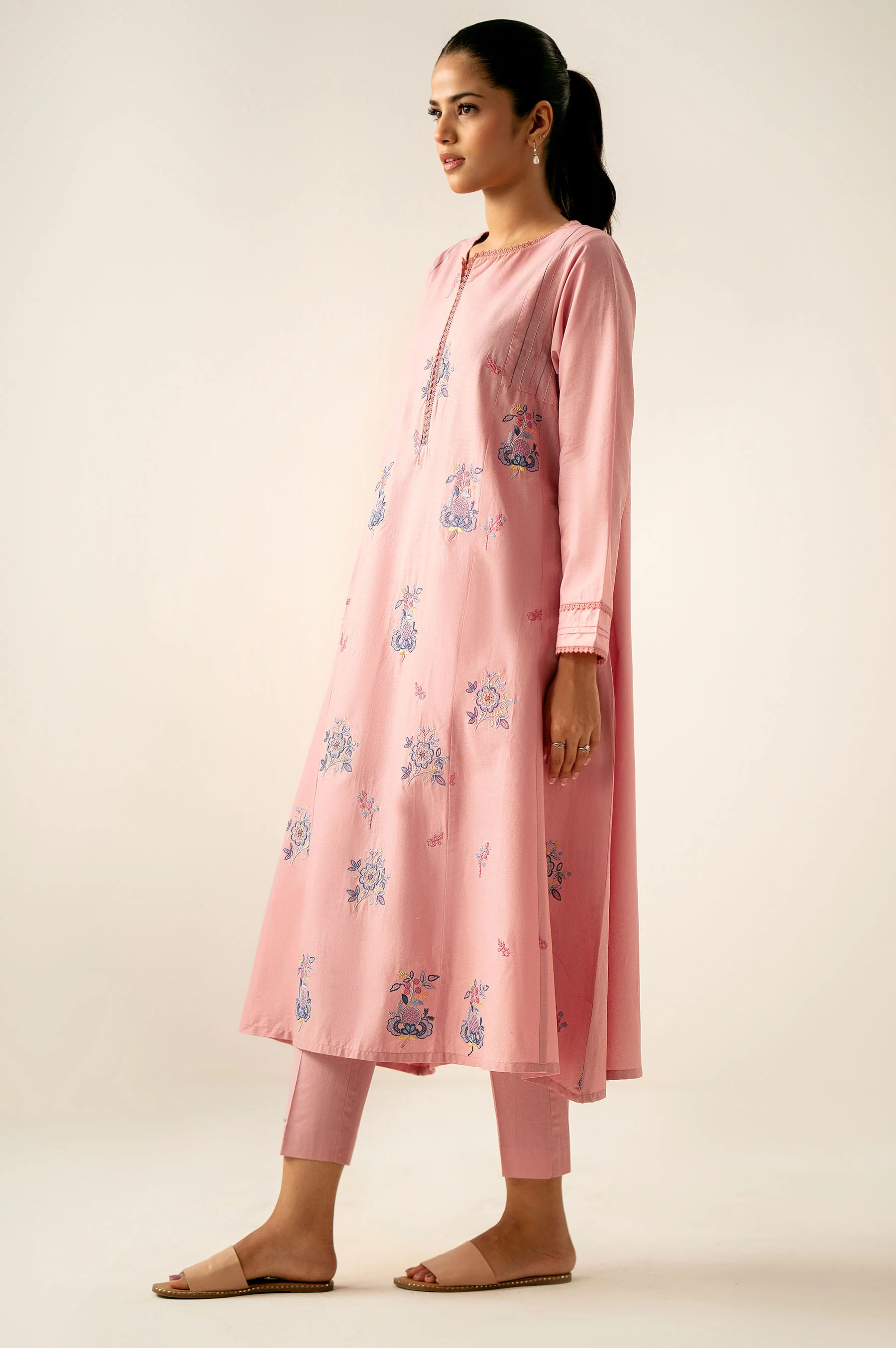 Stitched 2 Piece Embroidered Cambric Suit - Image 4