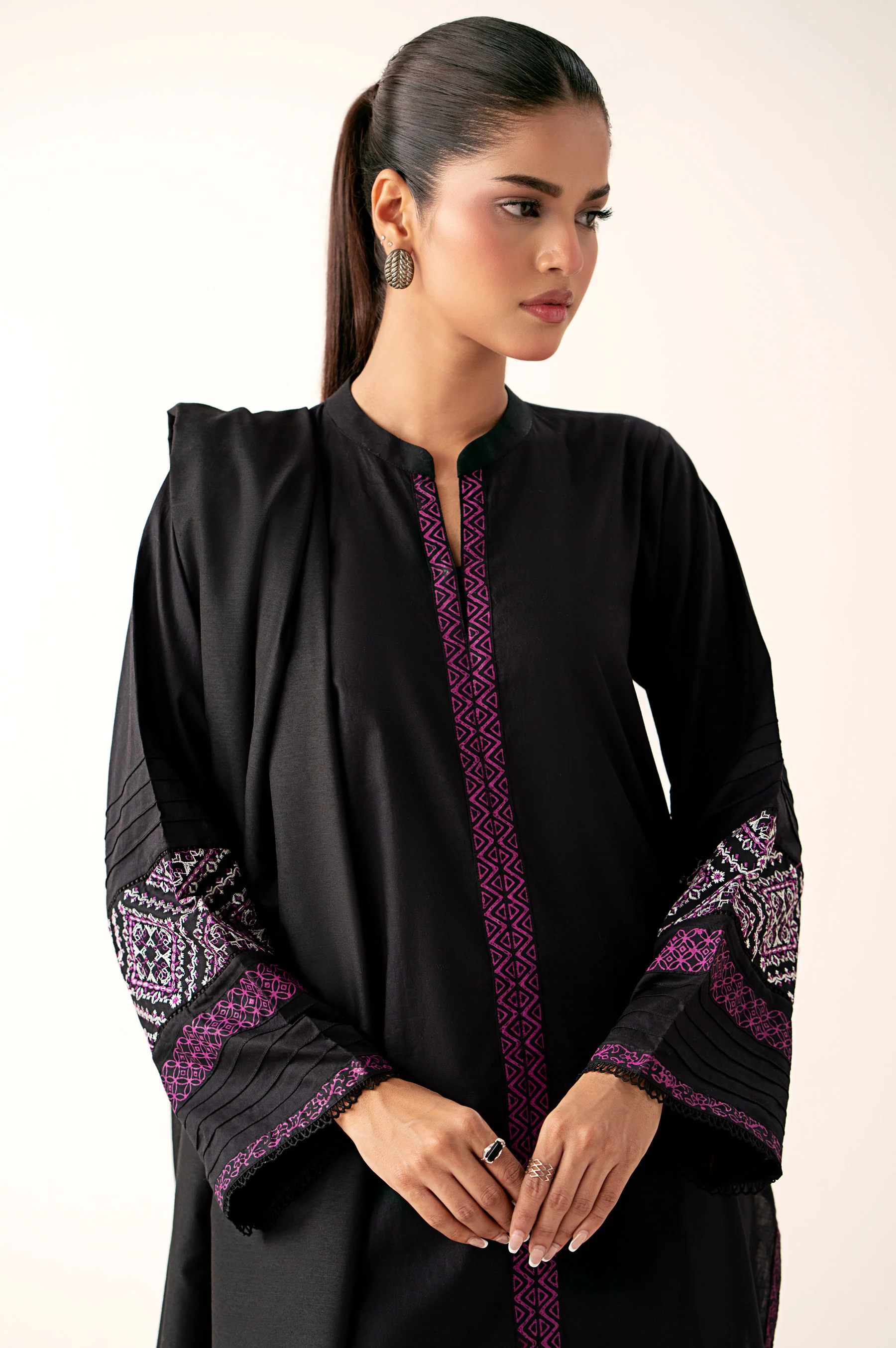 Stitched 2 Piece Embroidered Cambric Suit - Image 2