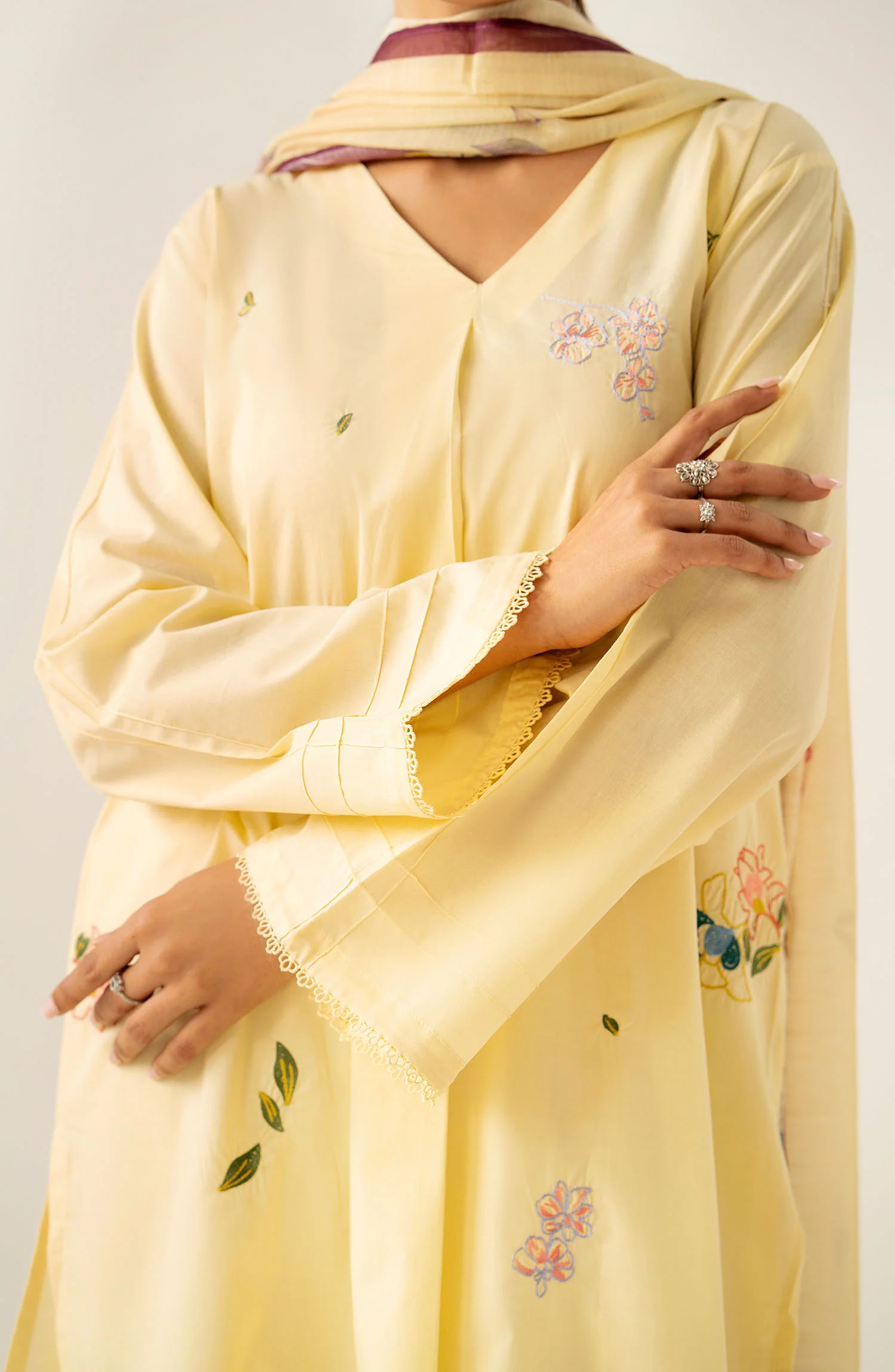 Stitched 2 Piece Embroidered Cambric Suit - Image 6