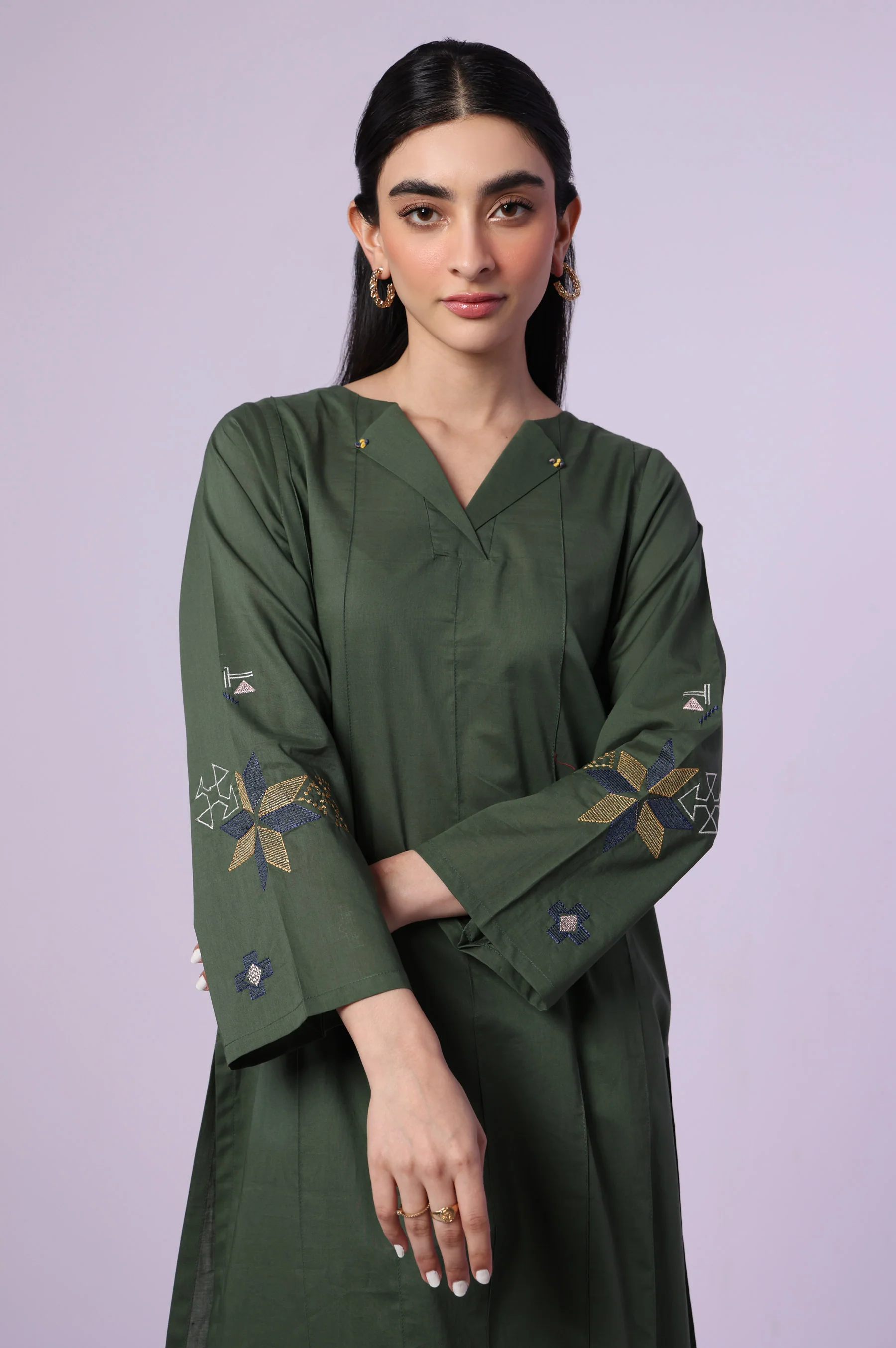 Stitched 2 Piece Embroidered Cambric Suit - Image 3