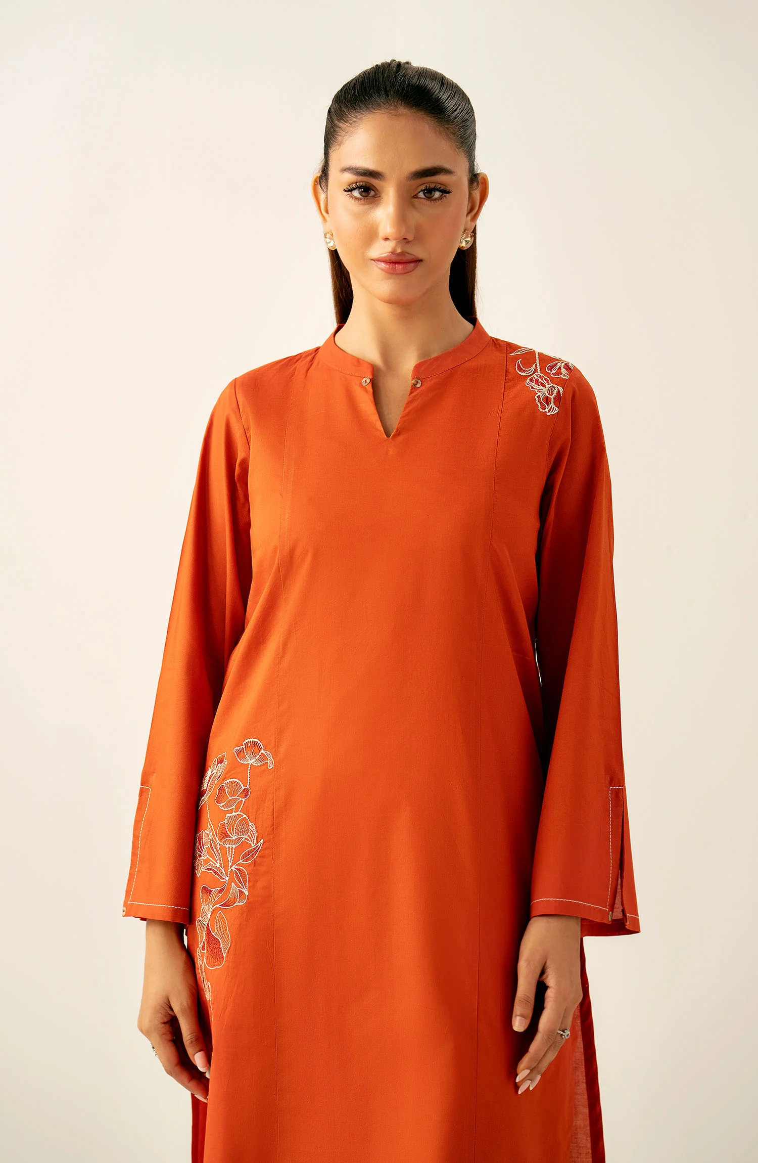 Stitched 2 Piece Dyed Embroidered Cambric Suit - Image 3