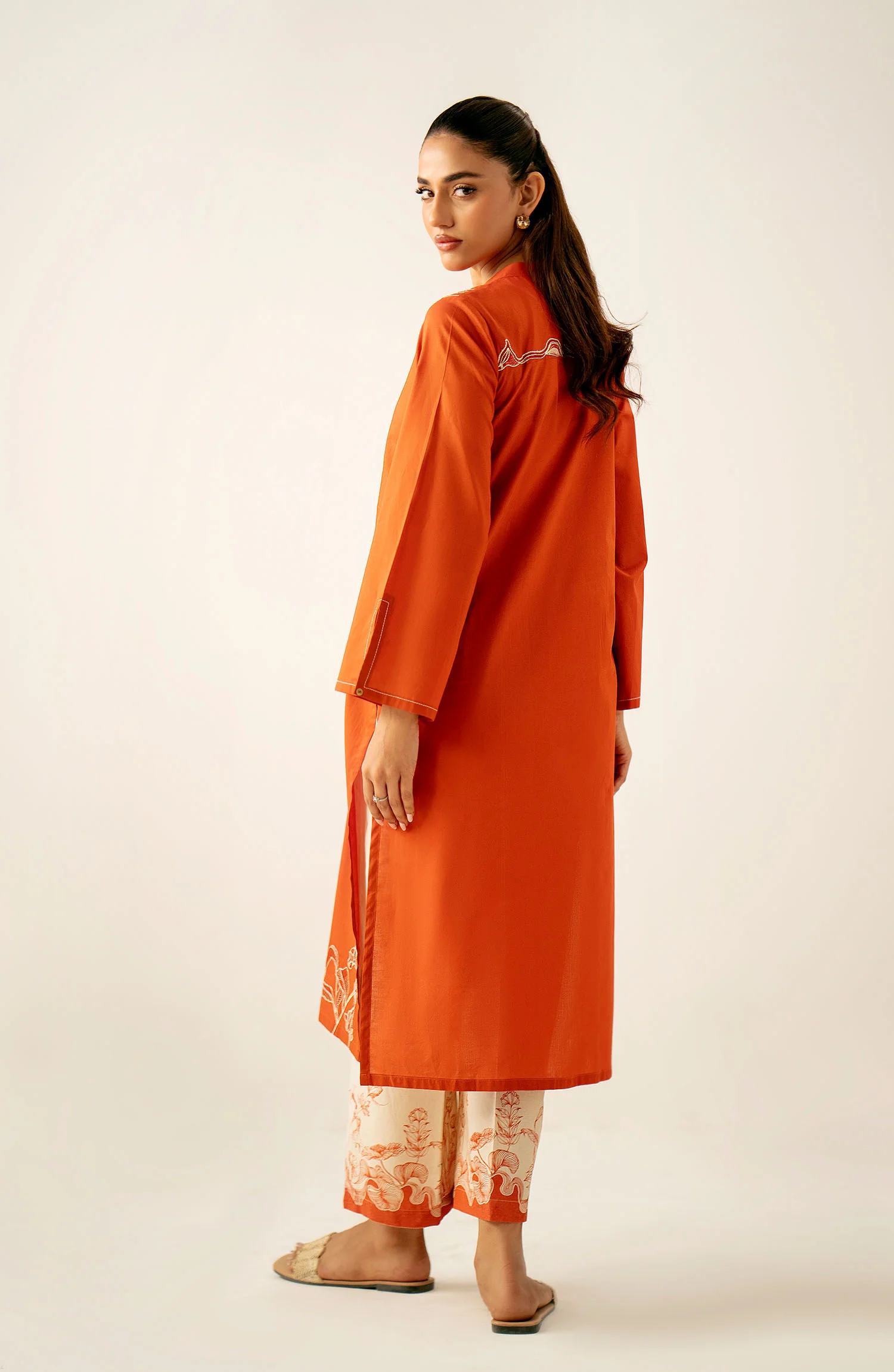 Stitched 2 Piece Dyed Embroidered Cambric Suit - Image 4