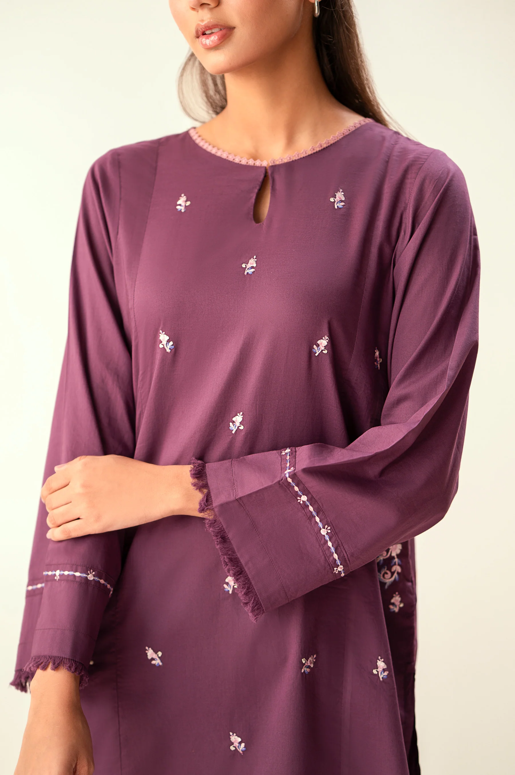 Stitched 2 Piece Embroidered Cambric Suit - Image 5