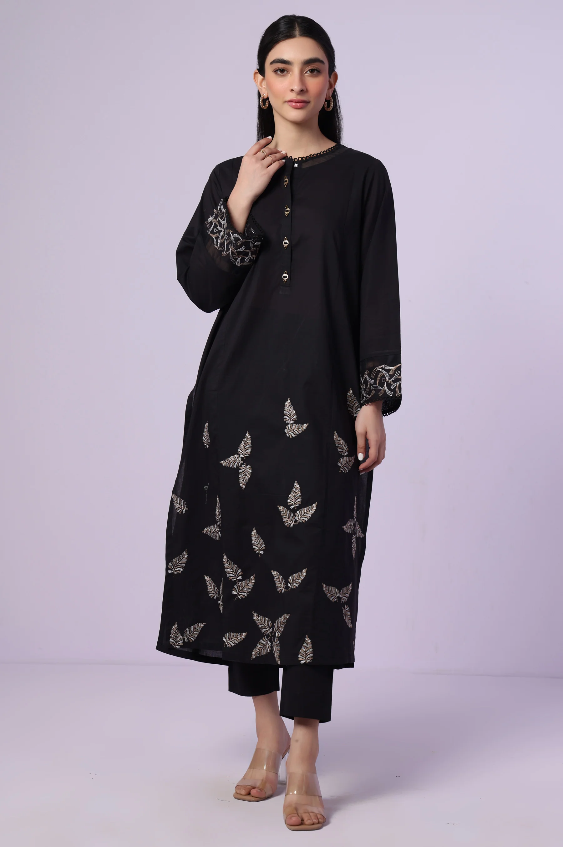 Stitched 2 Piece Embroidered Cambric Suit
