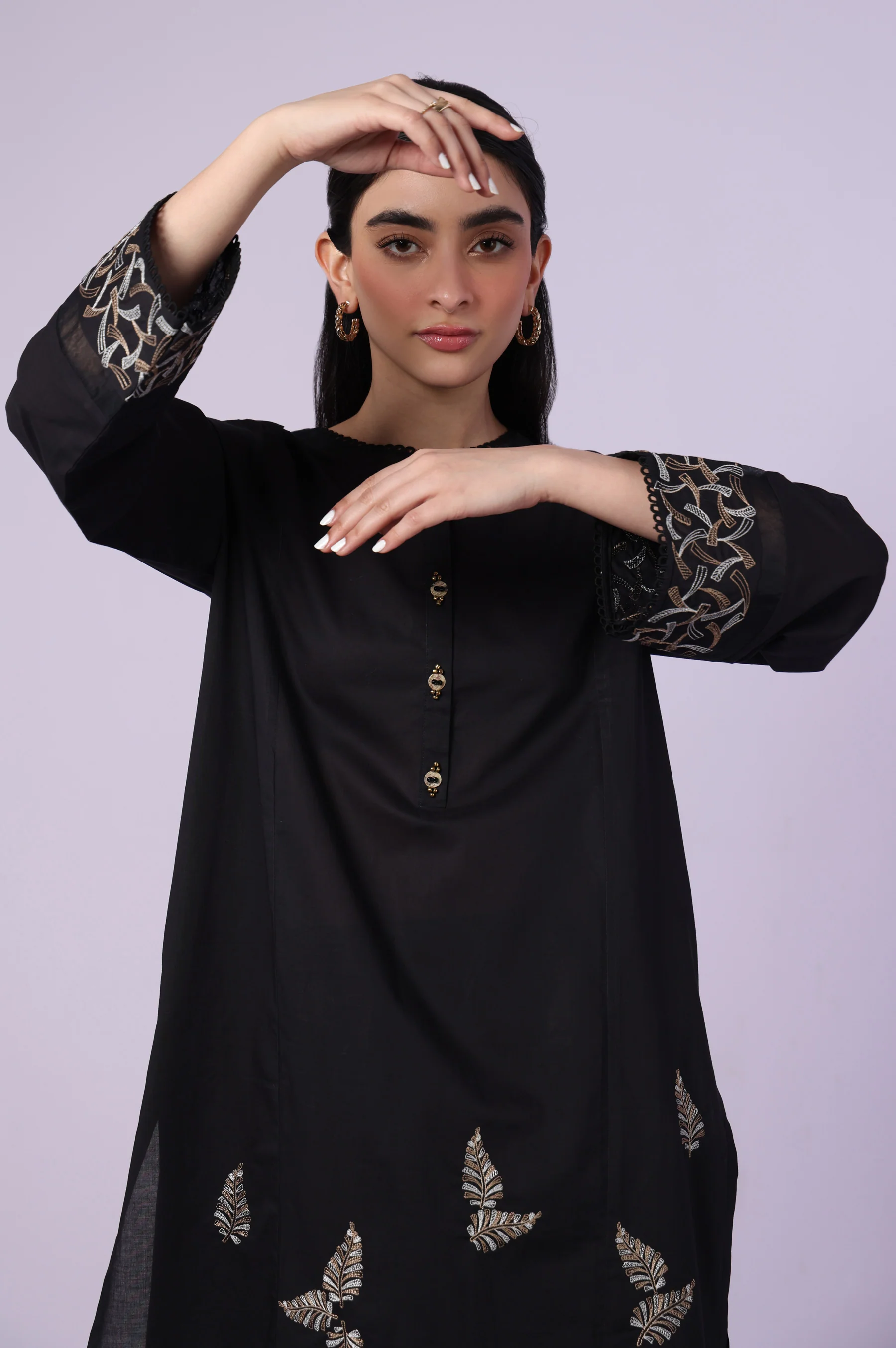 Stitched 2 Piece Embroidered Cambric Suit - Image 2