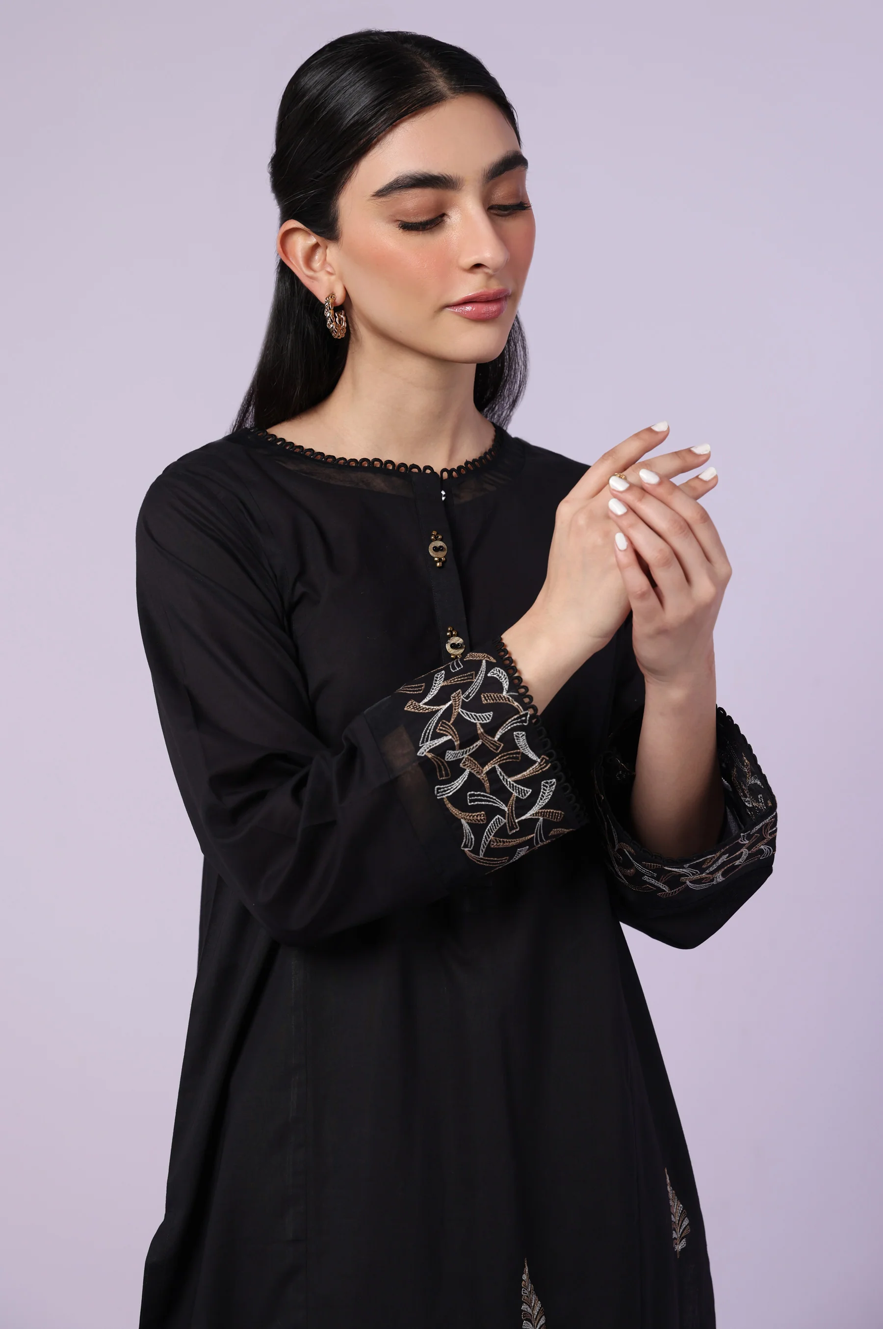 Stitched 2 Piece Embroidered Cambric Suit - Image 6