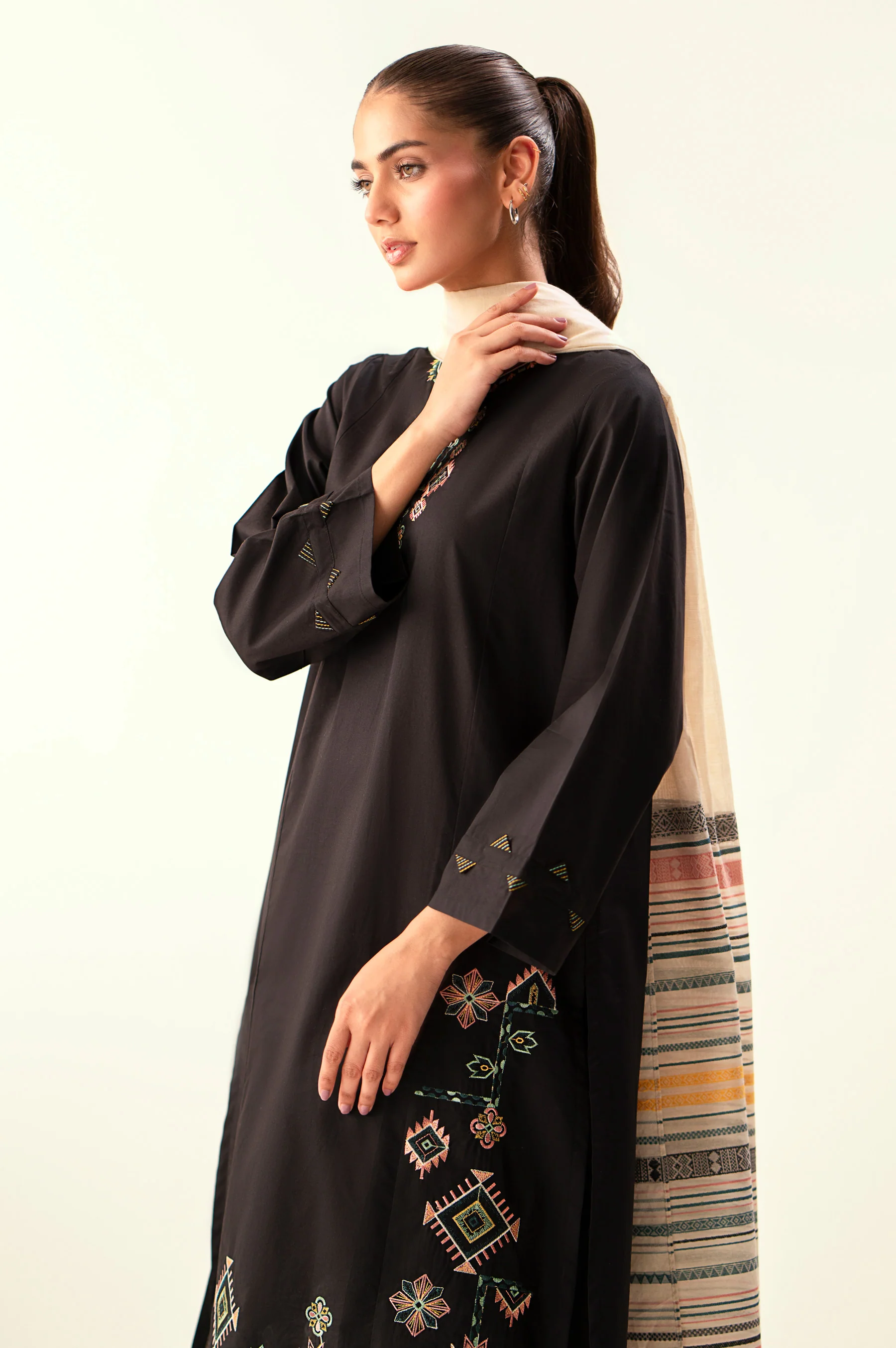 Stitched 2 Piece Embroidered Cambric Suit - Image 2