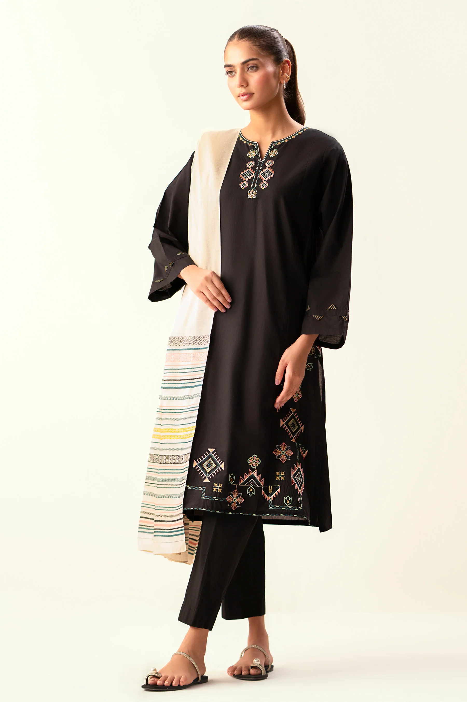 Stitched 2 Piece Embroidered Cambric Suit - Image 3