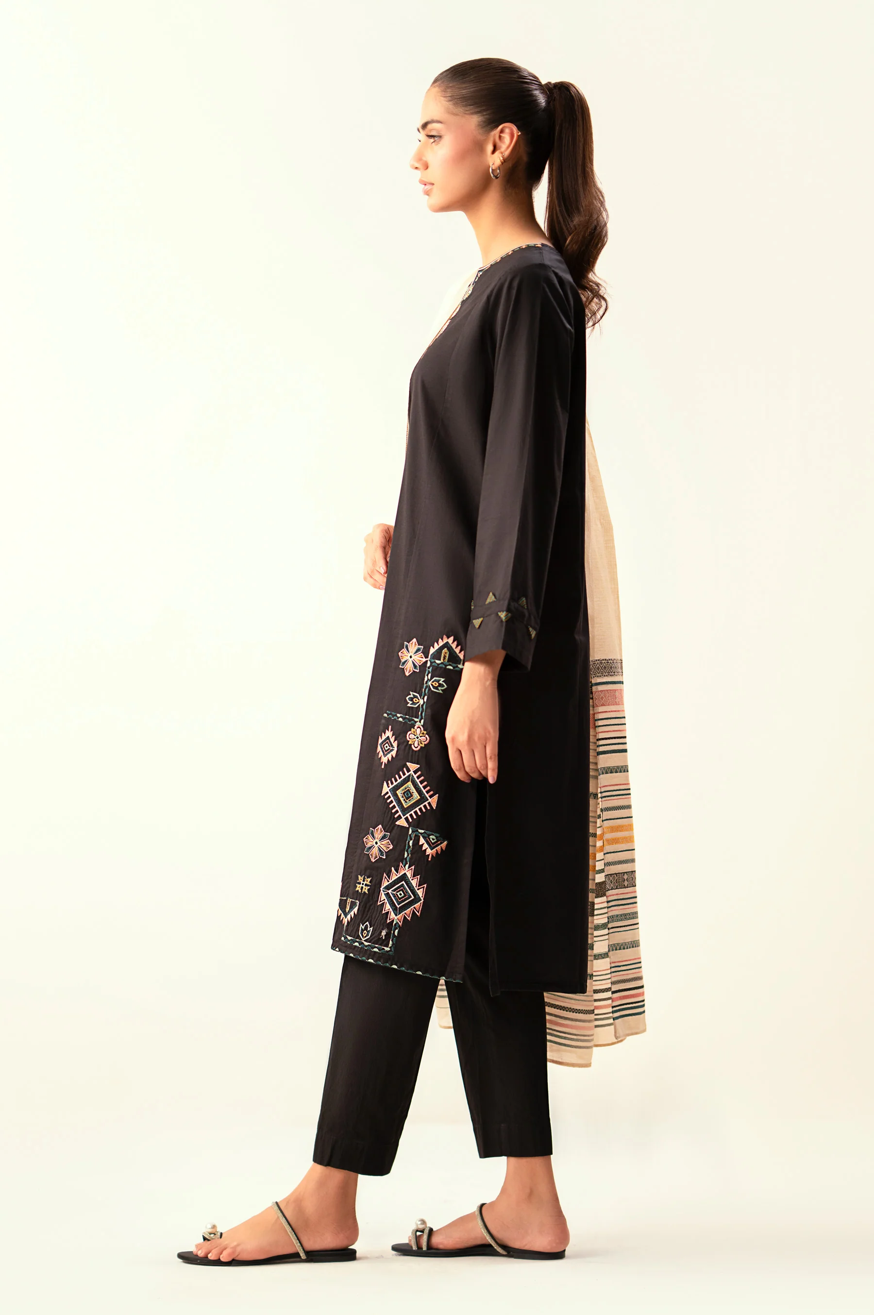 Stitched 2 Piece Embroidered Cambric Suit - Image 5