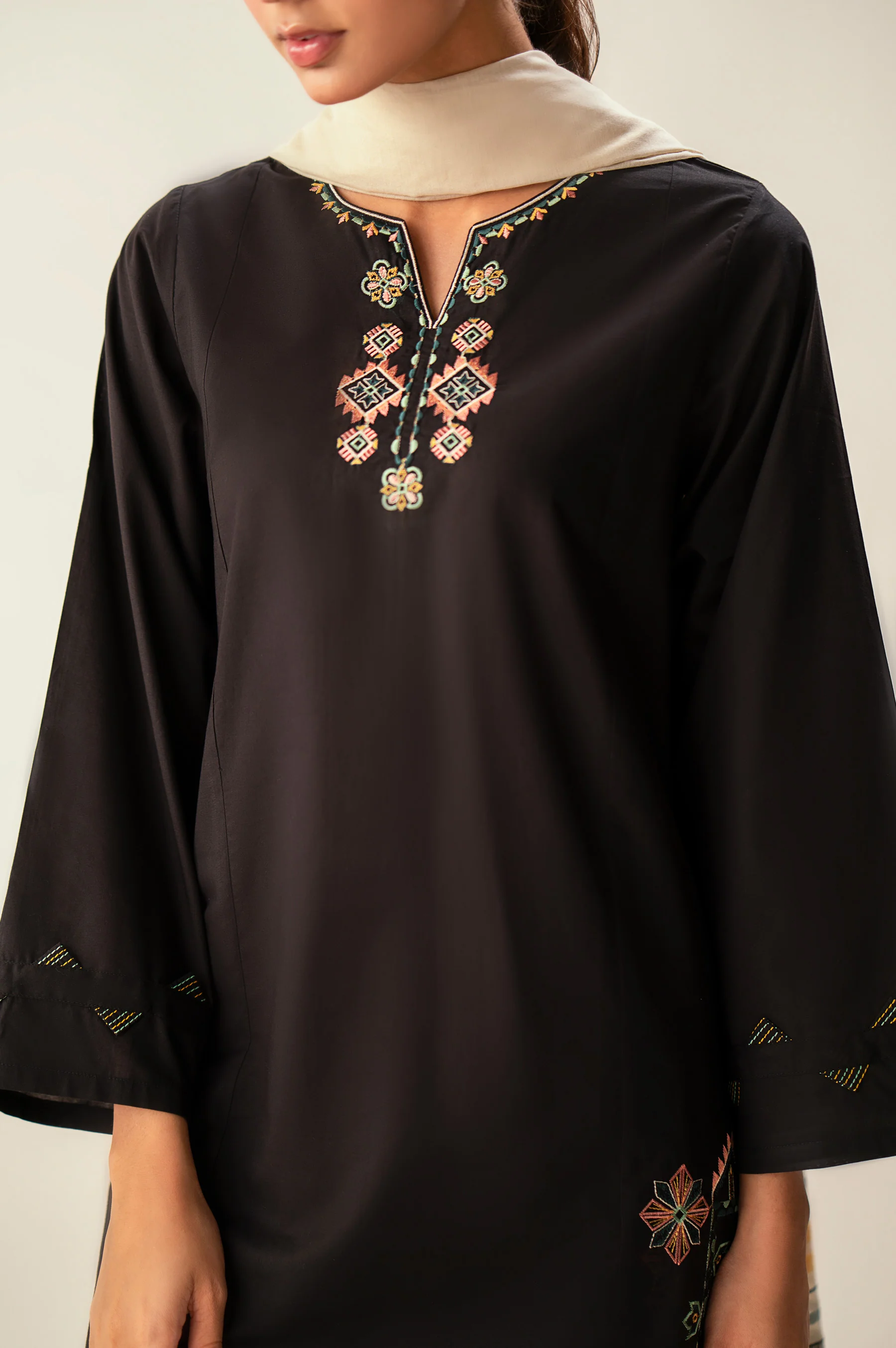 Stitched 2 Piece Embroidered Cambric Suit - Image 6