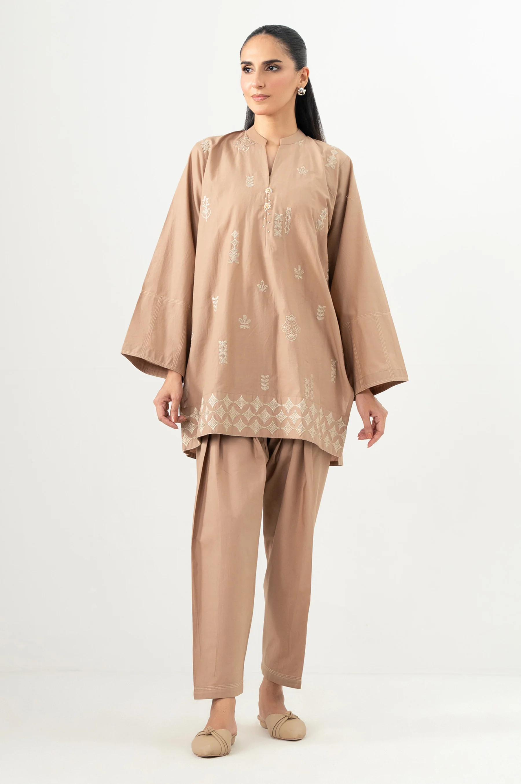 Stitched 2 Piece Embroidered Cambric Suit - Image 3