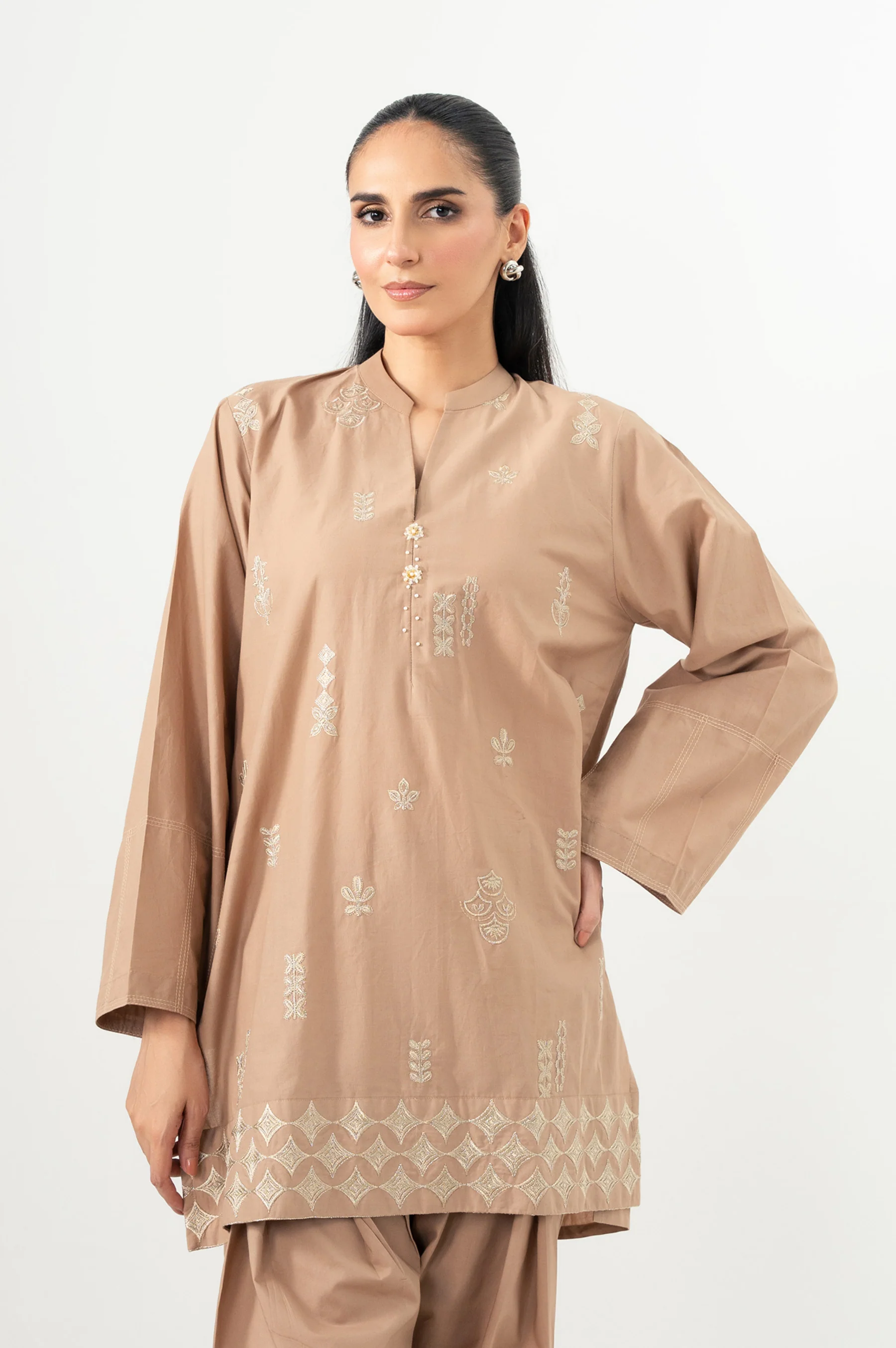 Stitched 2 Piece Embroidered Cambric Suit - Image 5