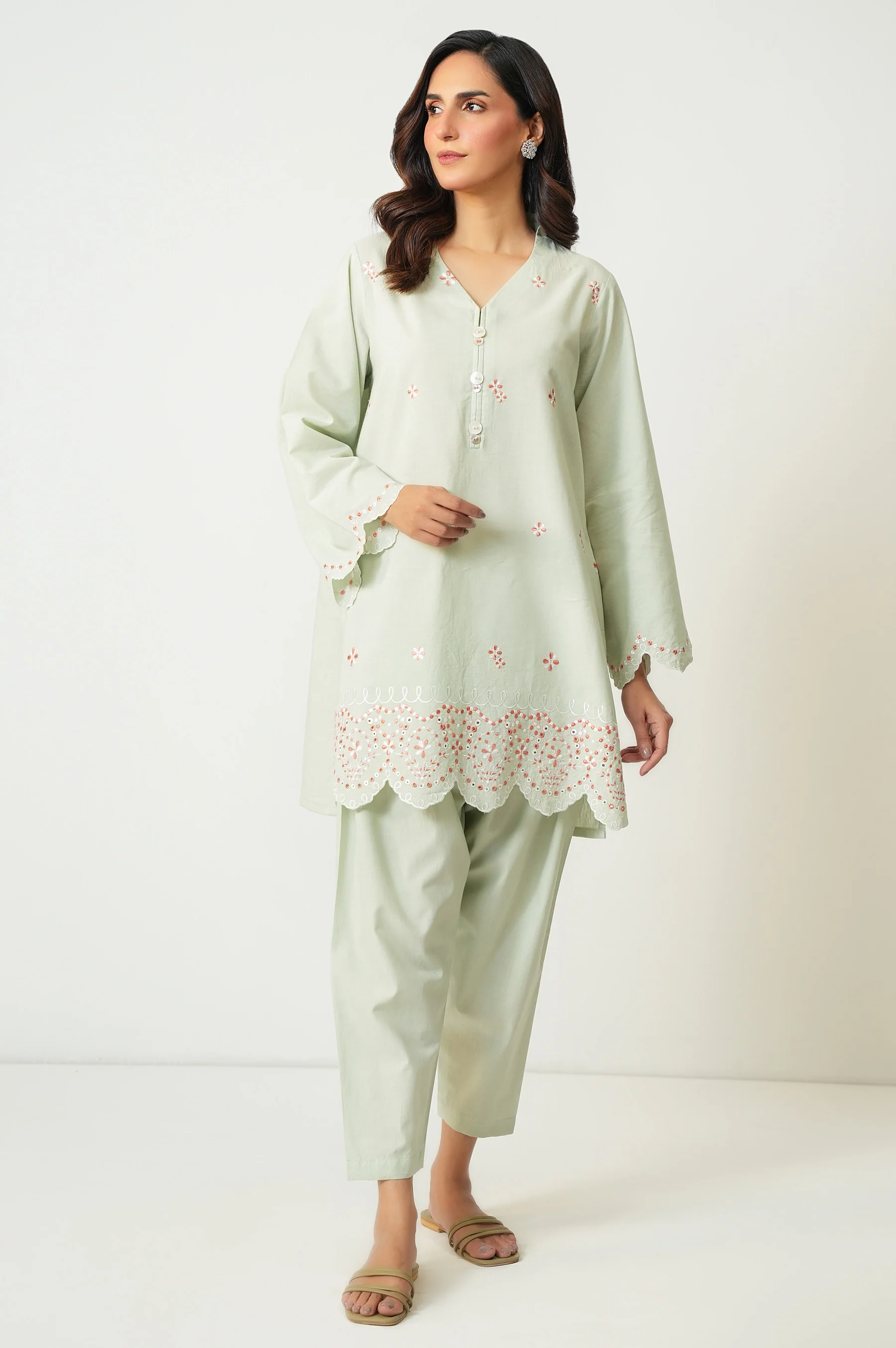 Stitched 2 Piece Embroidered Cambric Suit - Image 3