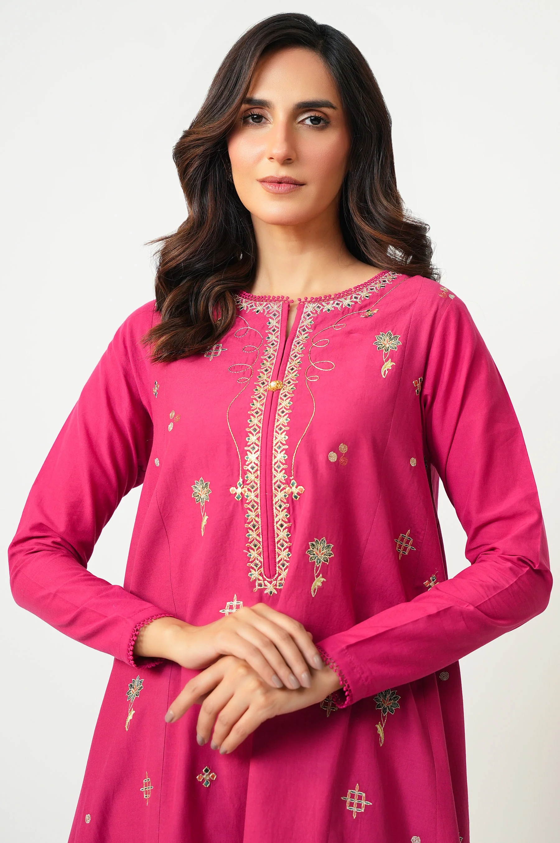 STITCHED EMBROIDERED CAMBRIC SHIRT BOTTOM - Image 2