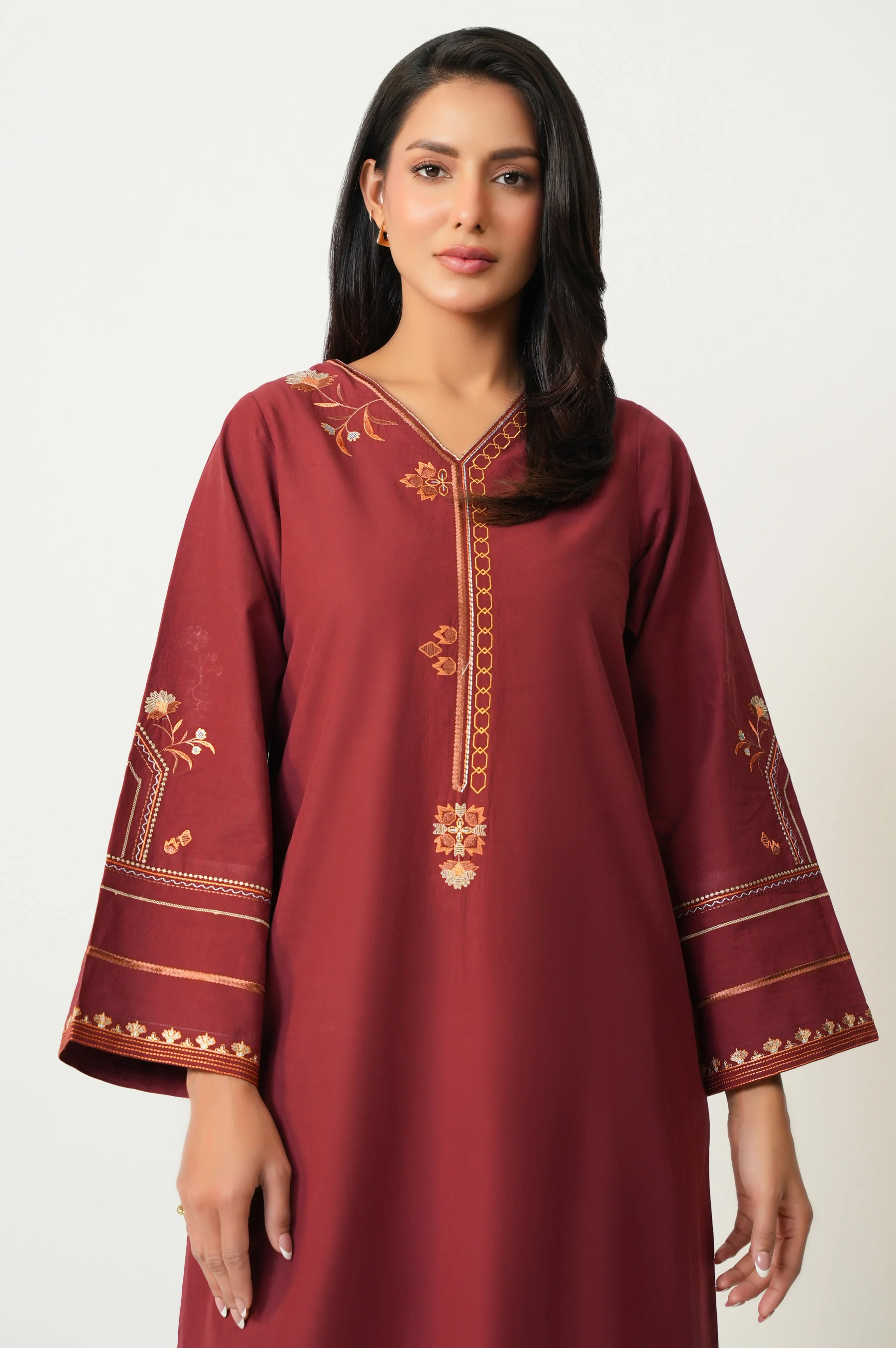 Stitched 2 Piece Embroidered Cambric Suit - Image 2