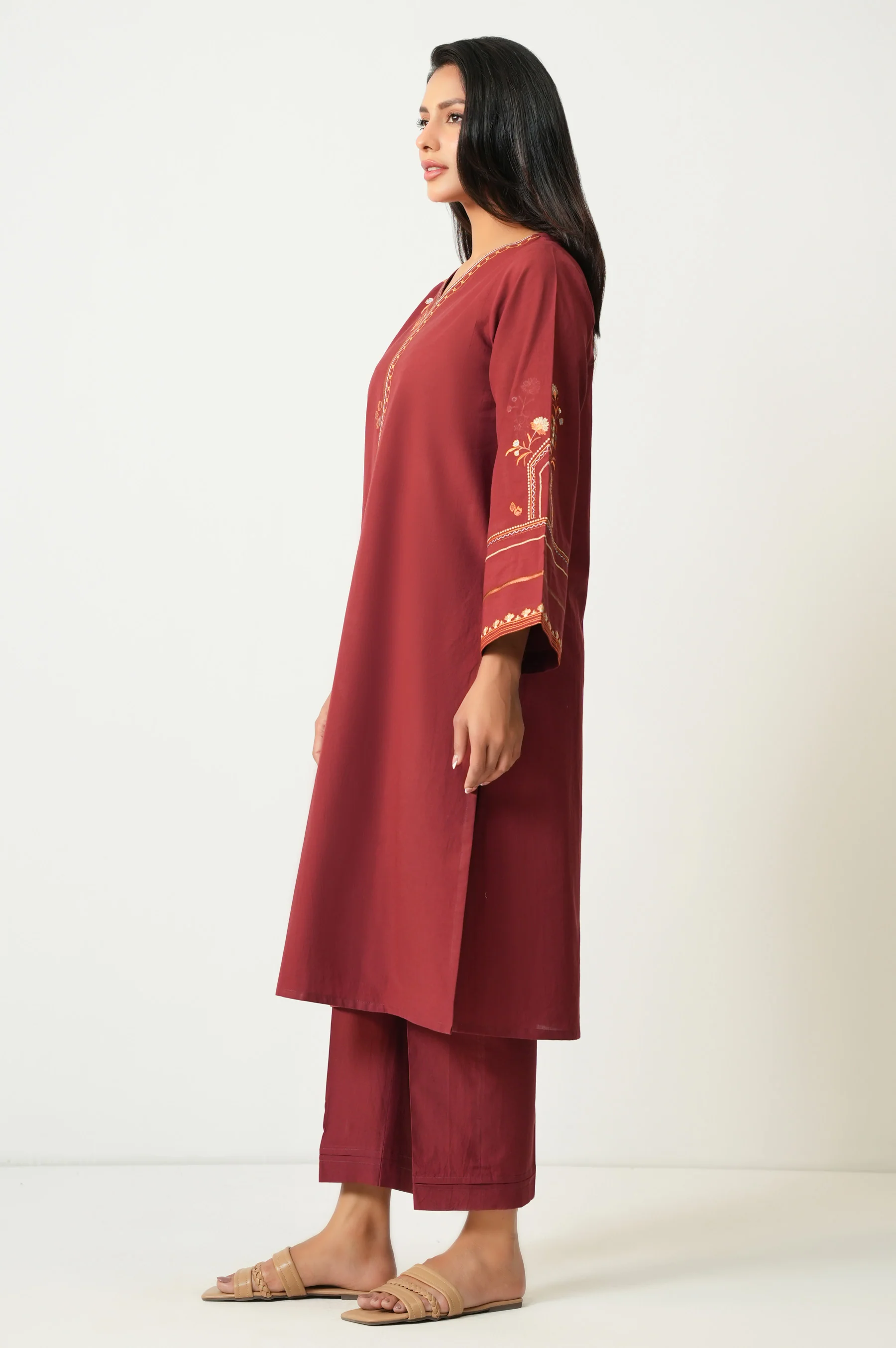 Stitched 2 Piece Embroidered Cambric Suit - Image 3