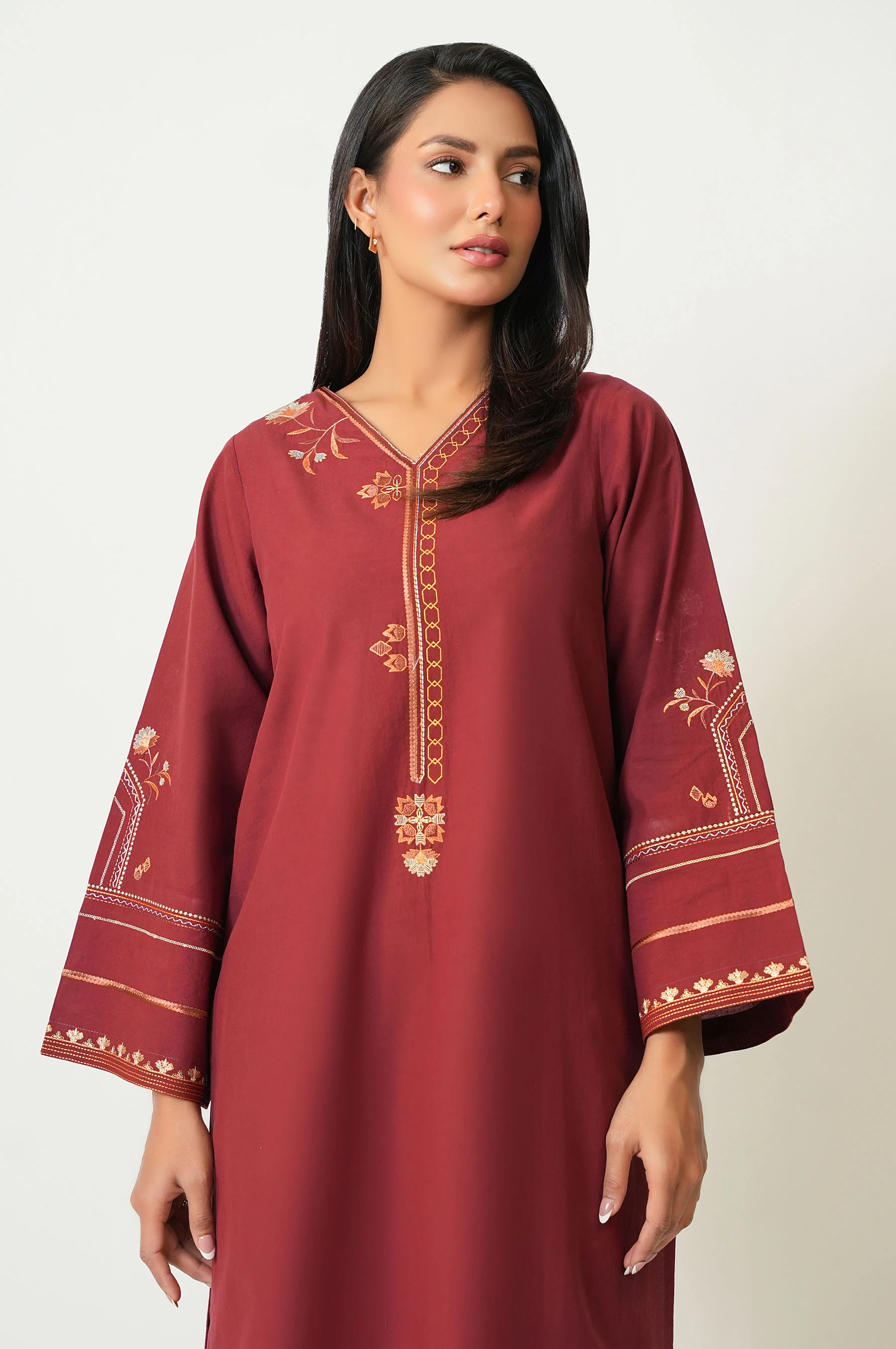 Stitched 2 Piece Embroidered Cambric Suit - Image 5