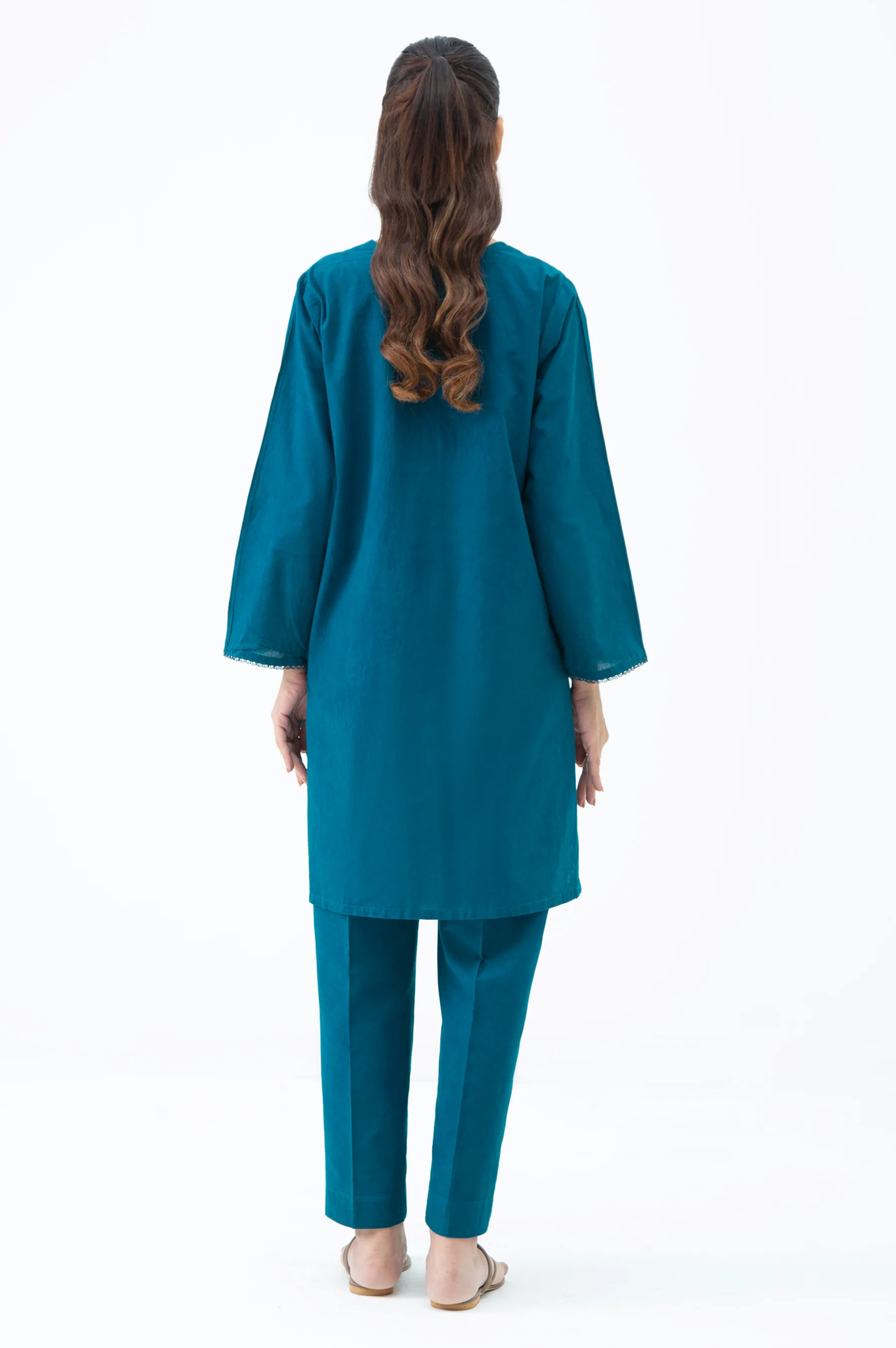 STITCHED EMBROIDERED CAMBRIC SHIRT BOTTOM - Image 5