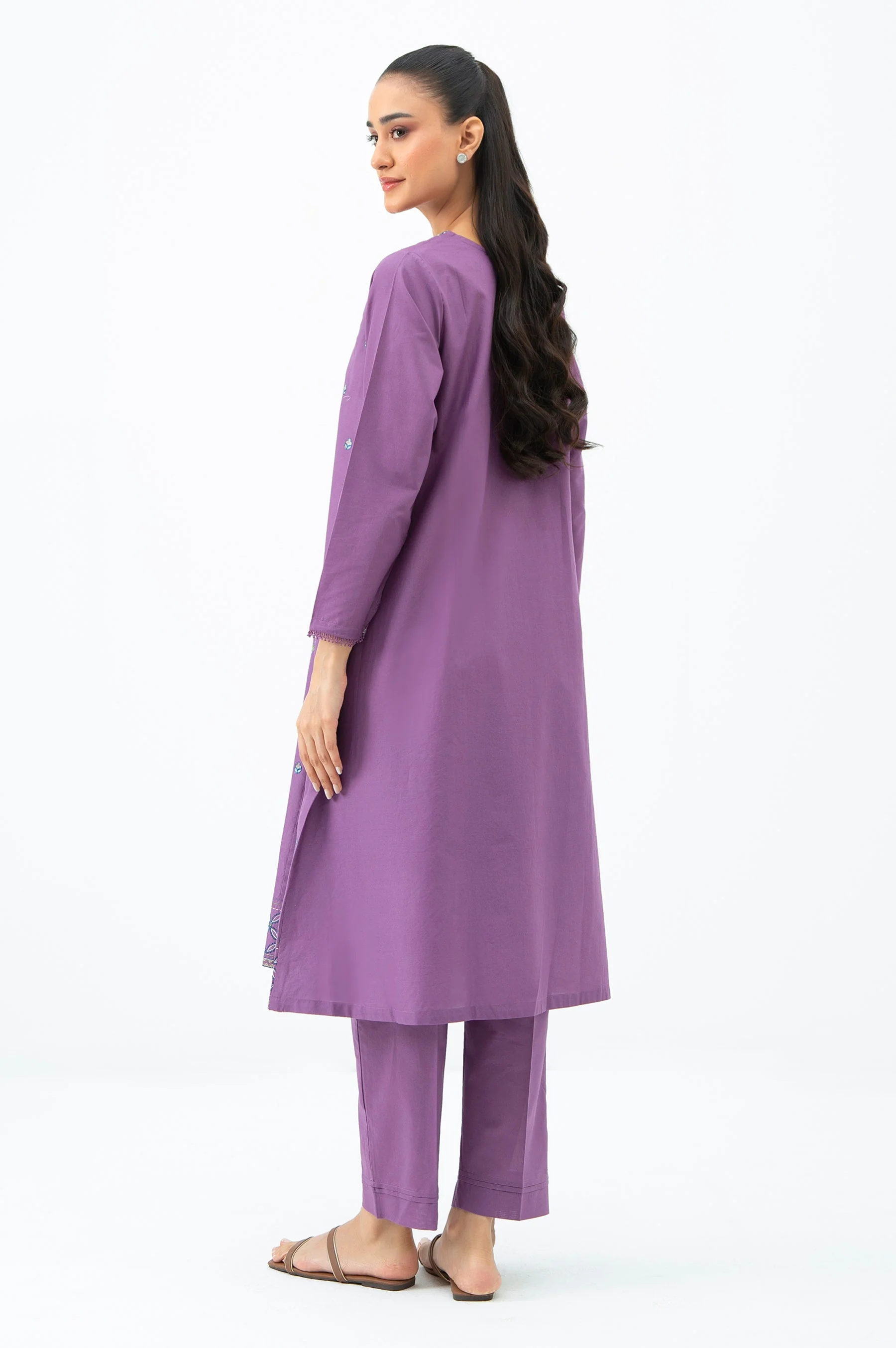 STITCHED EMBROIDERED CAMBRIC SHIRT BOTTOM (FACTORY E-OUTLET) - Image 6