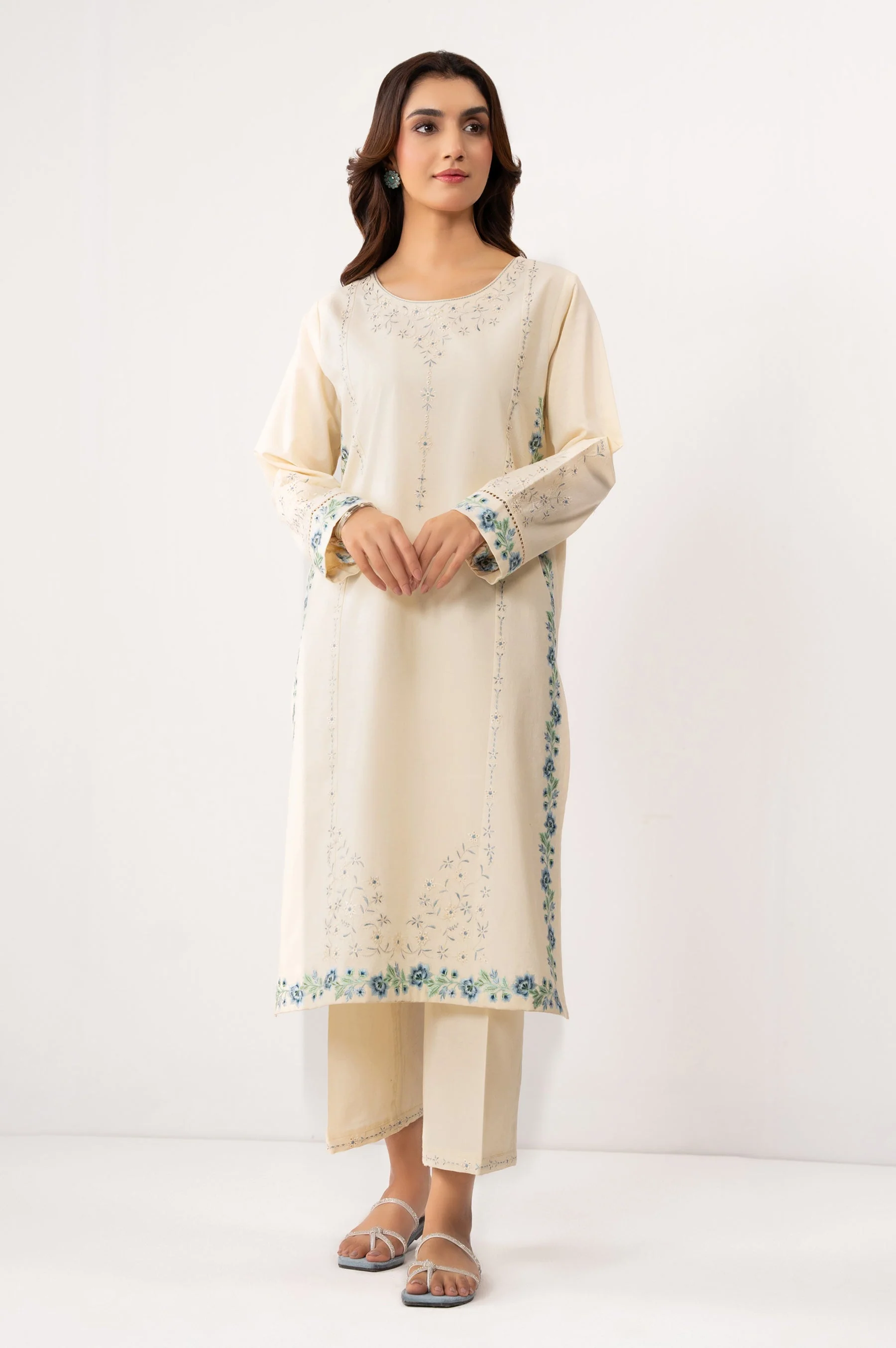 STITCHED EMBROIDERED CAMBRIC SHIRT BOTTOM (FACTORY E-OUTLET) - Image 5