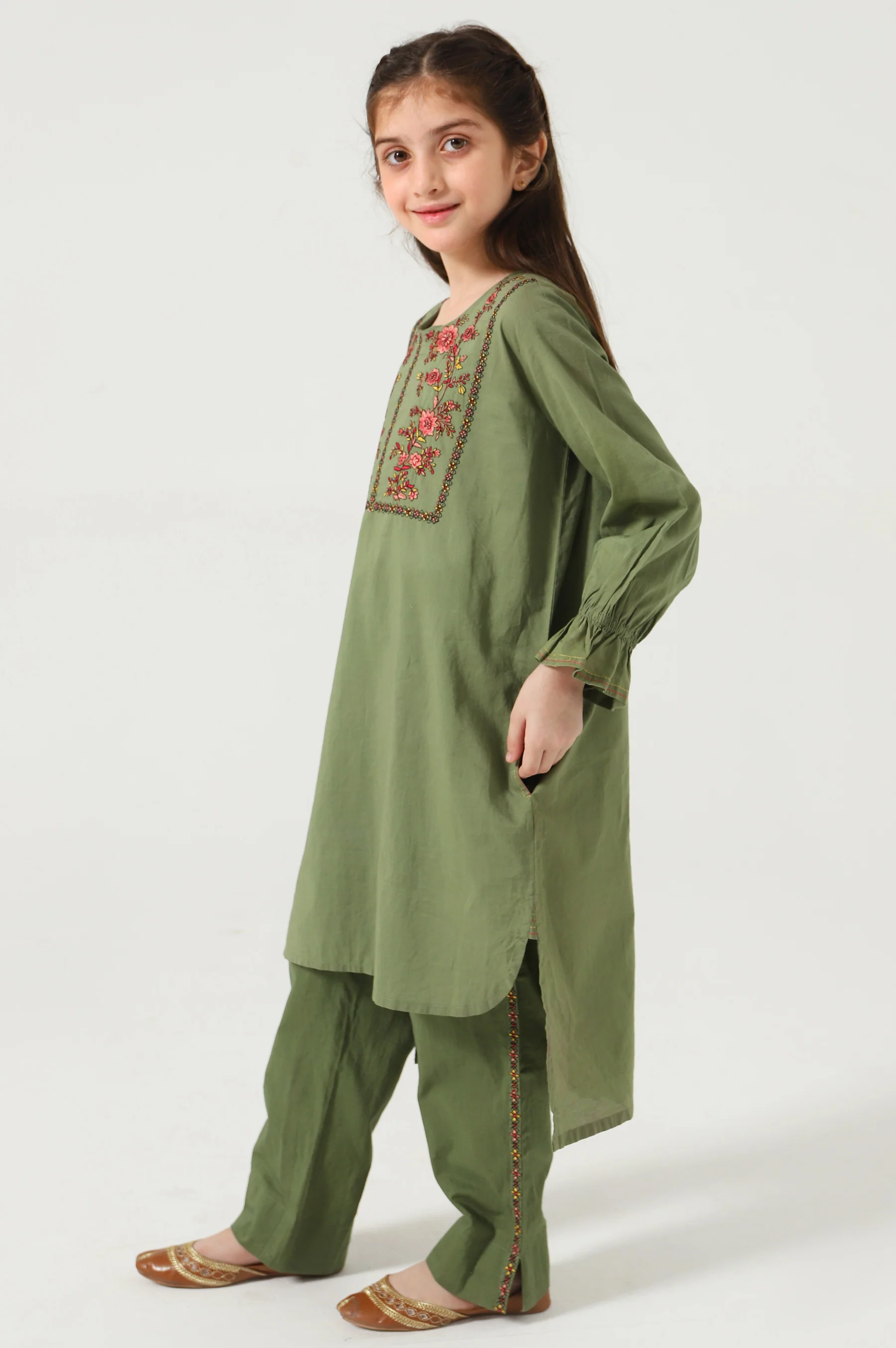 Stitched 2 Piece Embroidered Cambric Suit - Image 6