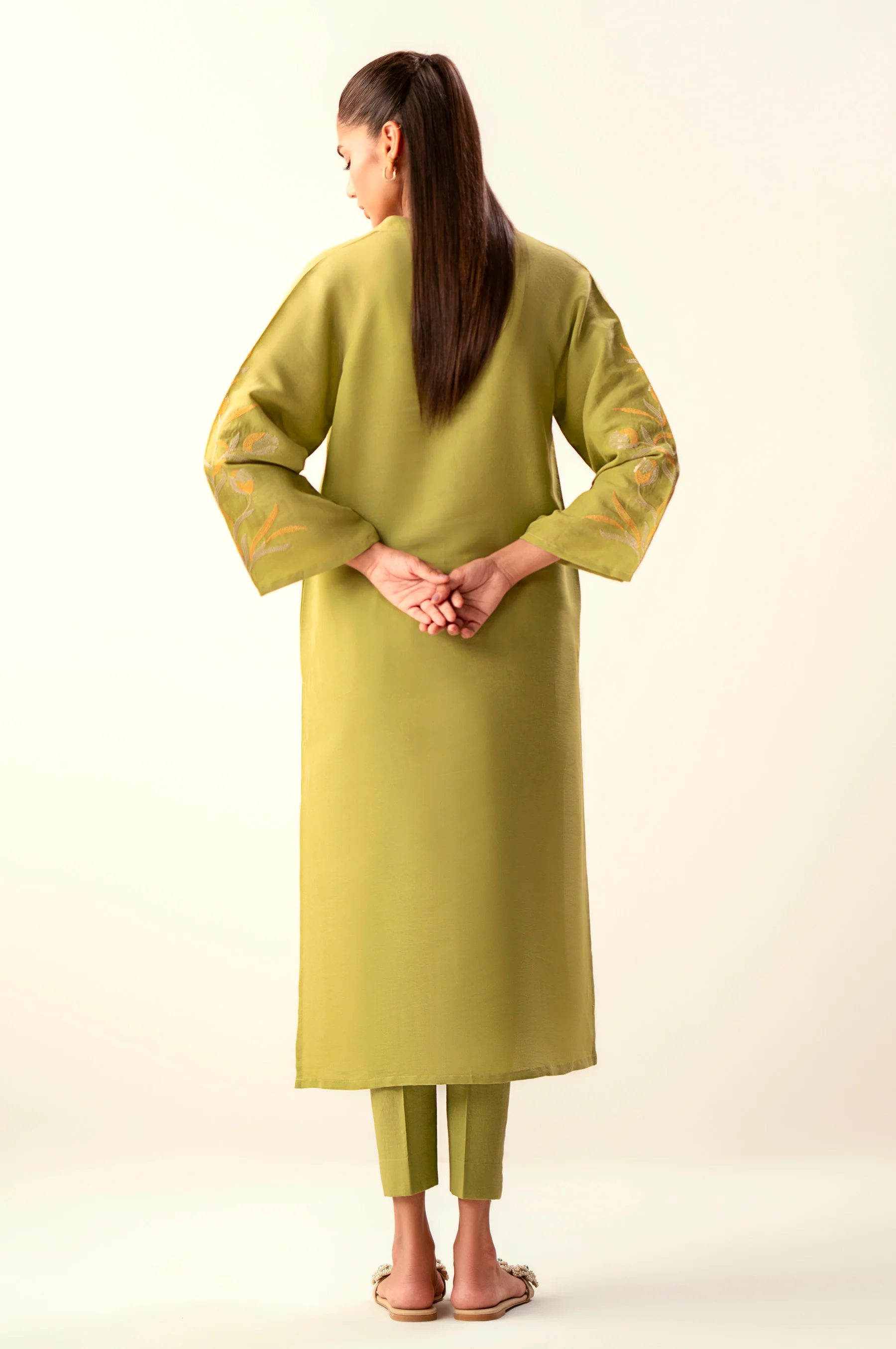 Stitched 2 Piece Embroidered Cambric Zari Suit - Image 6
