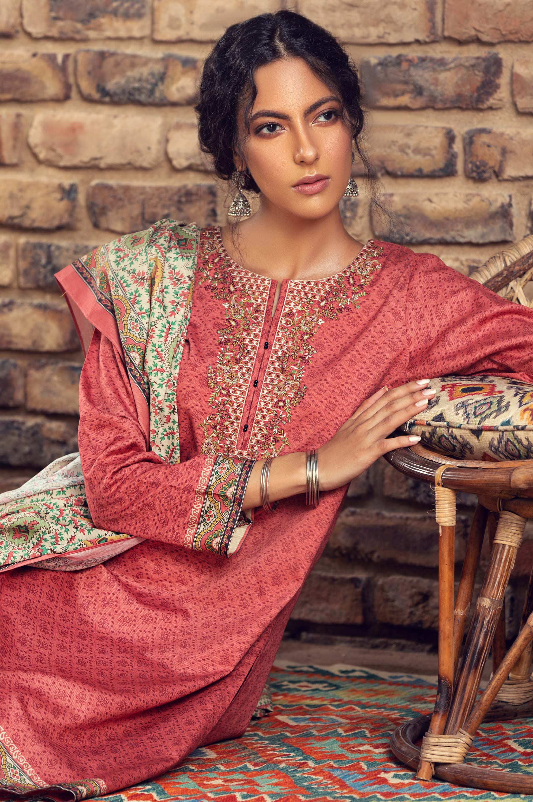 Stitched 2 Piece Embroidered Cottel Suit - Image 4