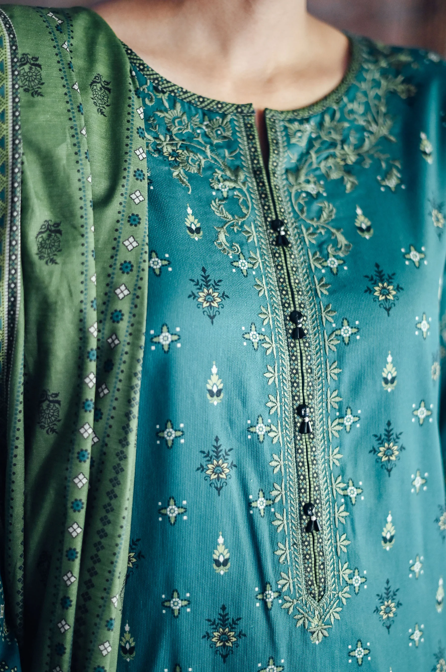 Stitched 2 Piece Embroidered Cottel Suit - Image 5