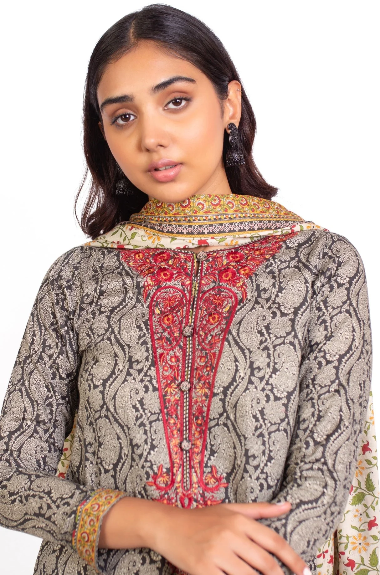 Stitched 2 Piece Embroidered Cottel Suit - Image 2