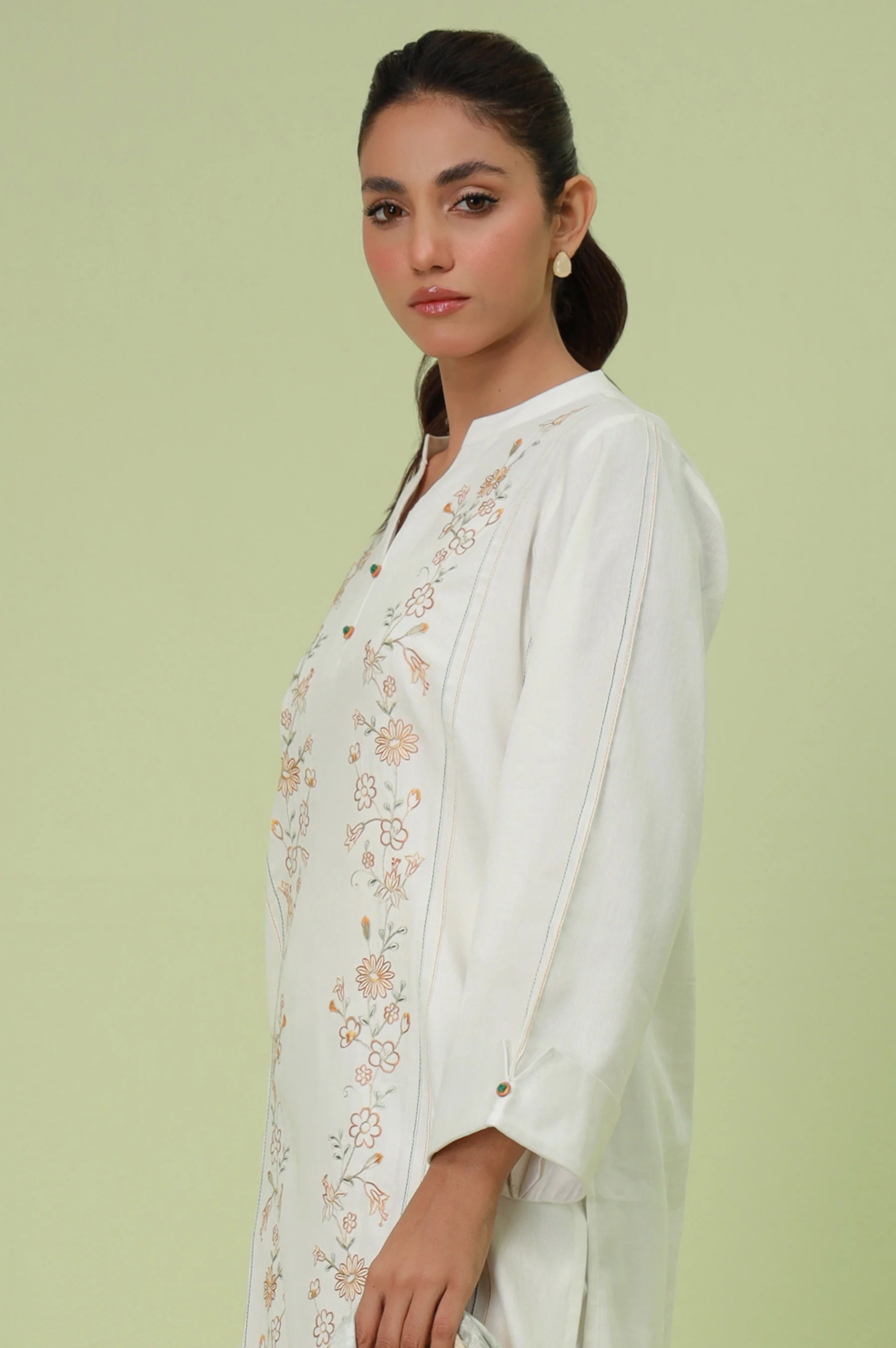 Stitched 2 Piece Embroidered Cottle Suit - Image 2