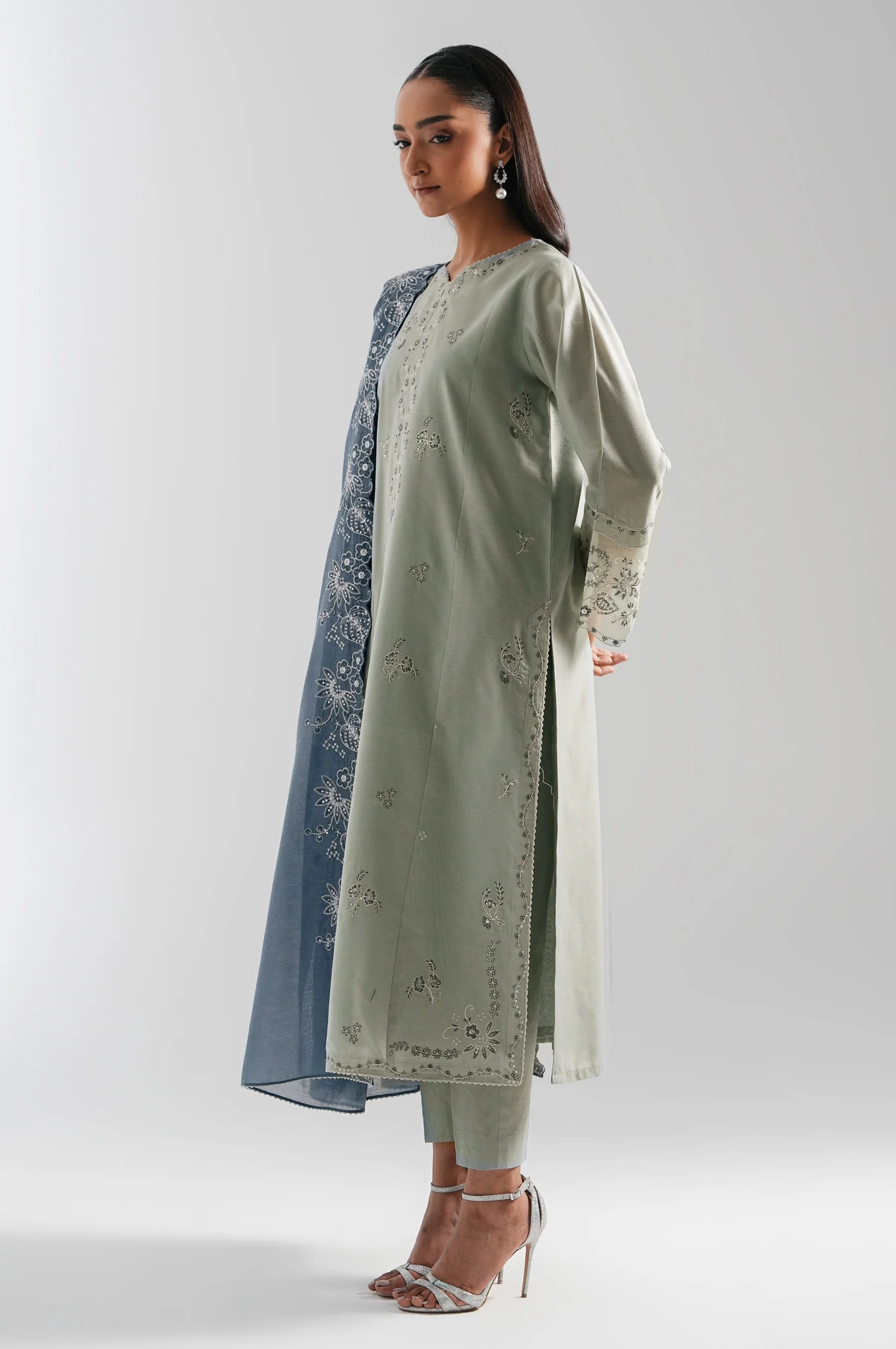 EMBROIDERED COTTON NET STITCHED SHIRT BOTTOM - Image 4