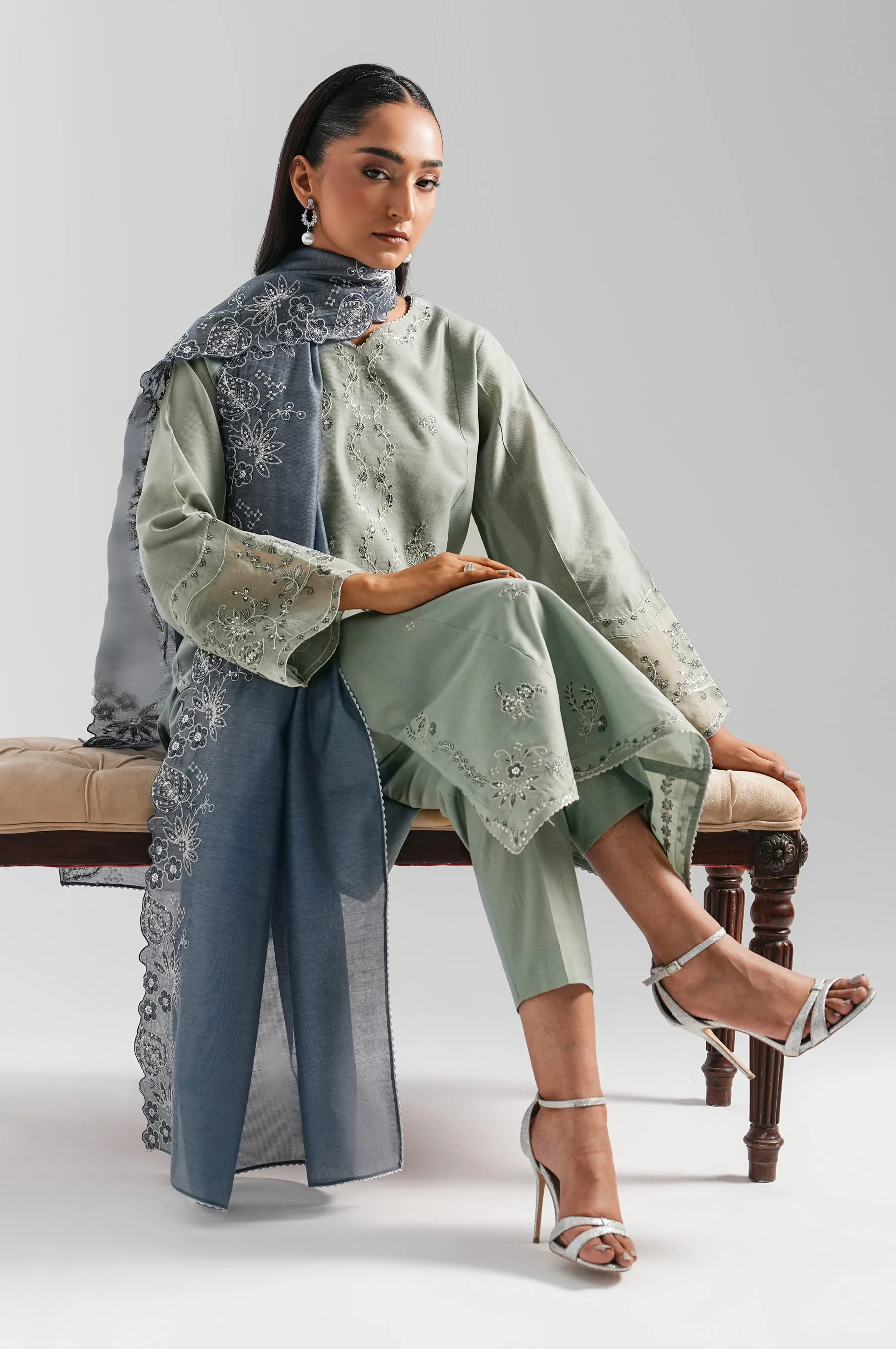 EMBROIDERED COTTON NET STITCHED SHIRT BOTTOM - Image 5