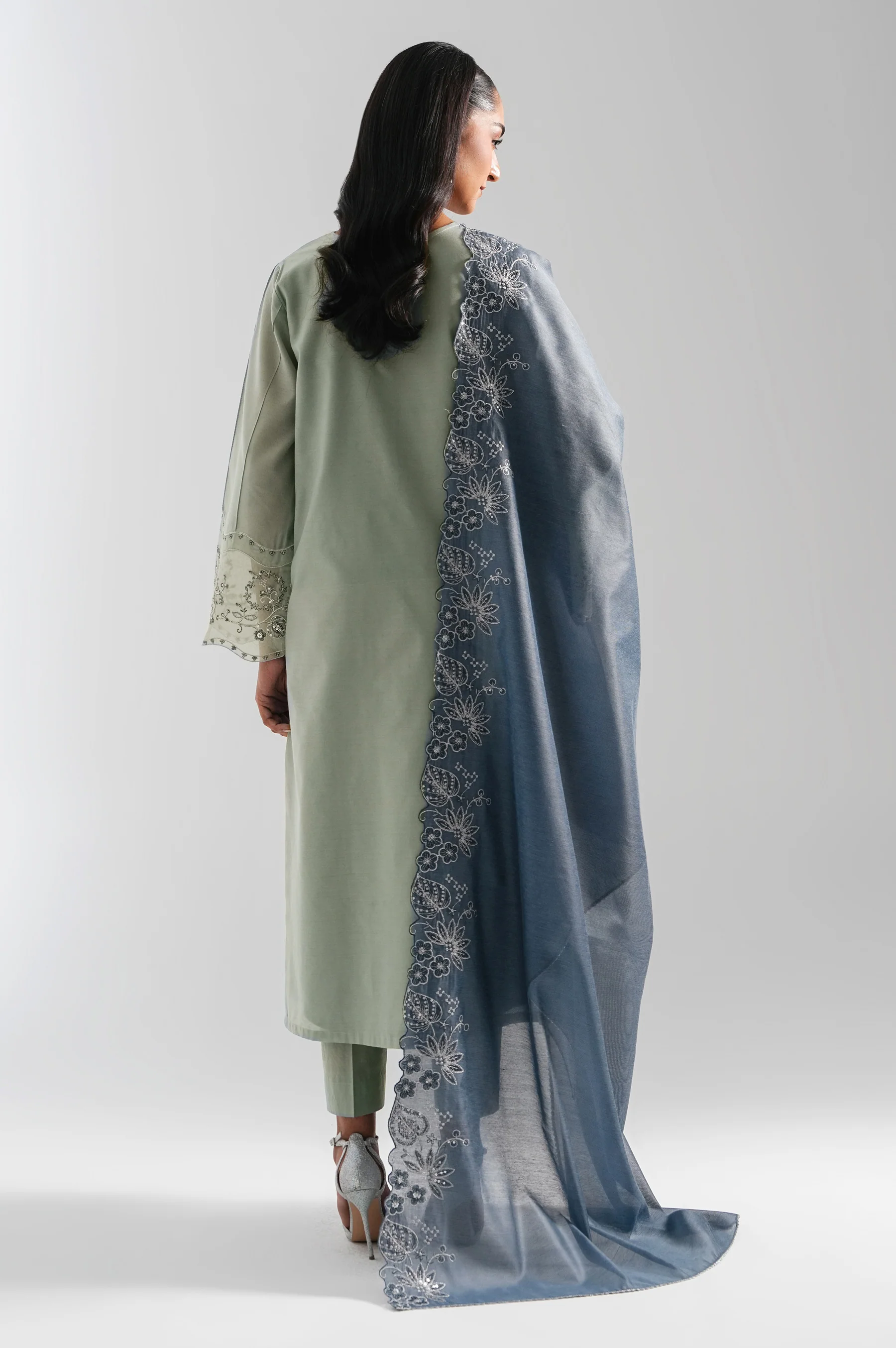EMBROIDERED COTTON NET STITCHED SHIRT BOTTOM - Image 6