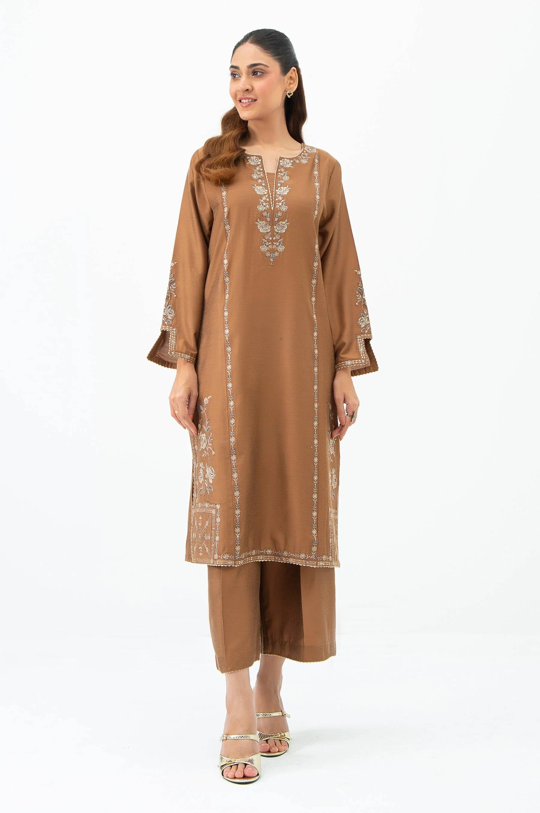 STITCHED EMBROIDERED COTTON SILK SHIRT BOTTOM (FACTORY E-OUTLET) - Image 5