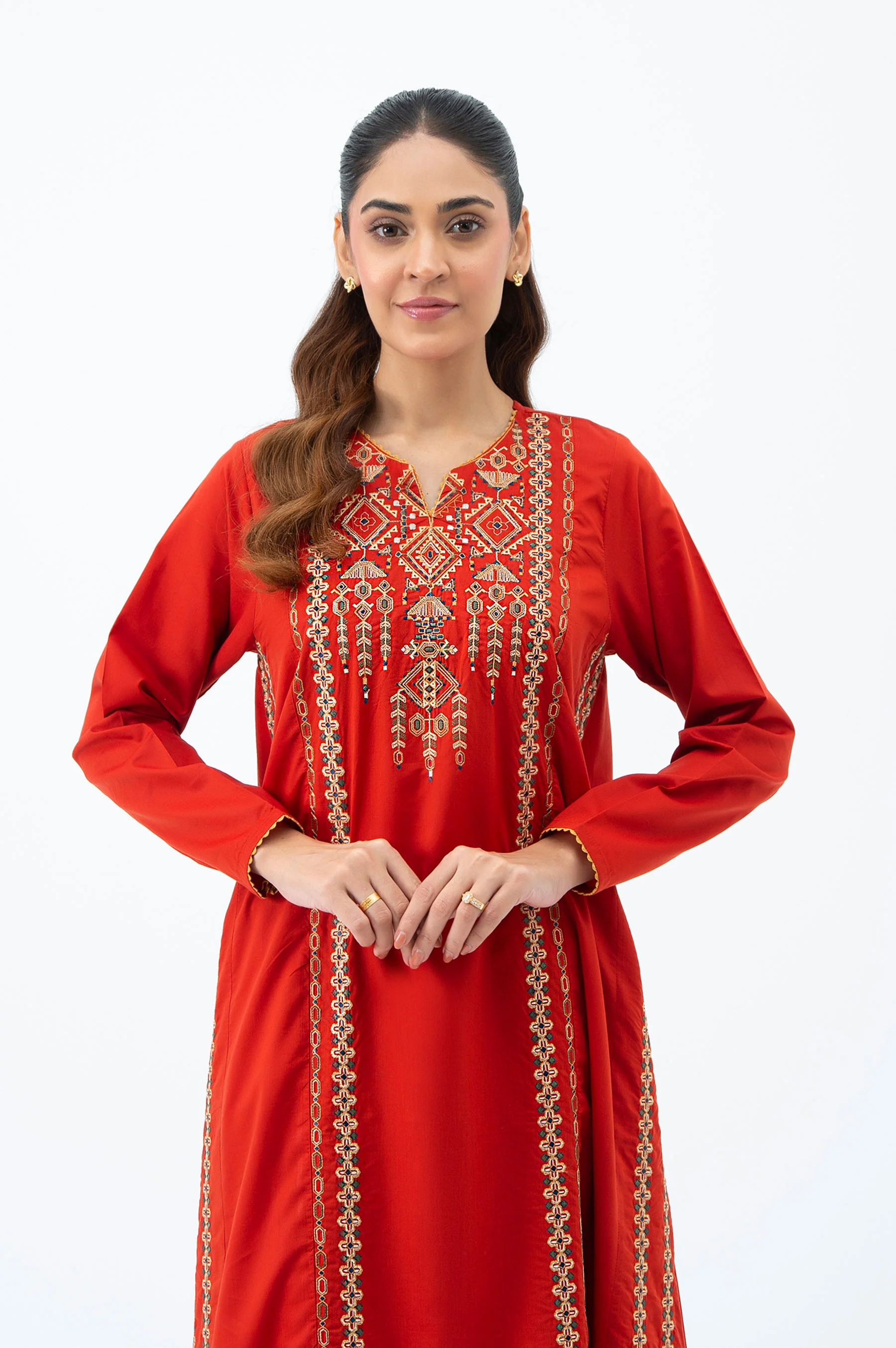 STITCHED EMBROIDERED COTTON VISCOSE SHIRT BOTTOM - Image 6