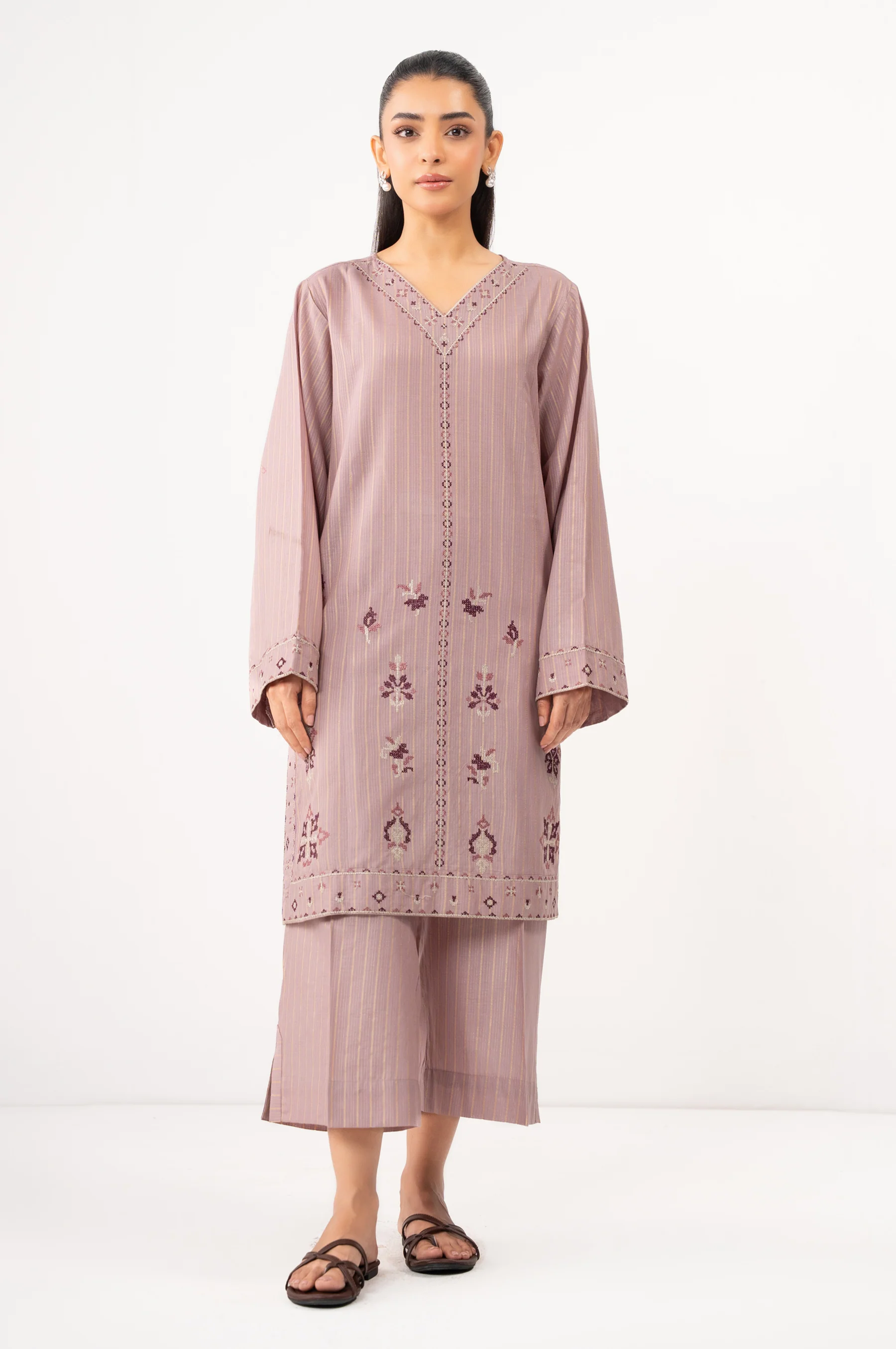 STITCHED EMBROIDERED DOBBY MYSURI SHIRT BOTTOM