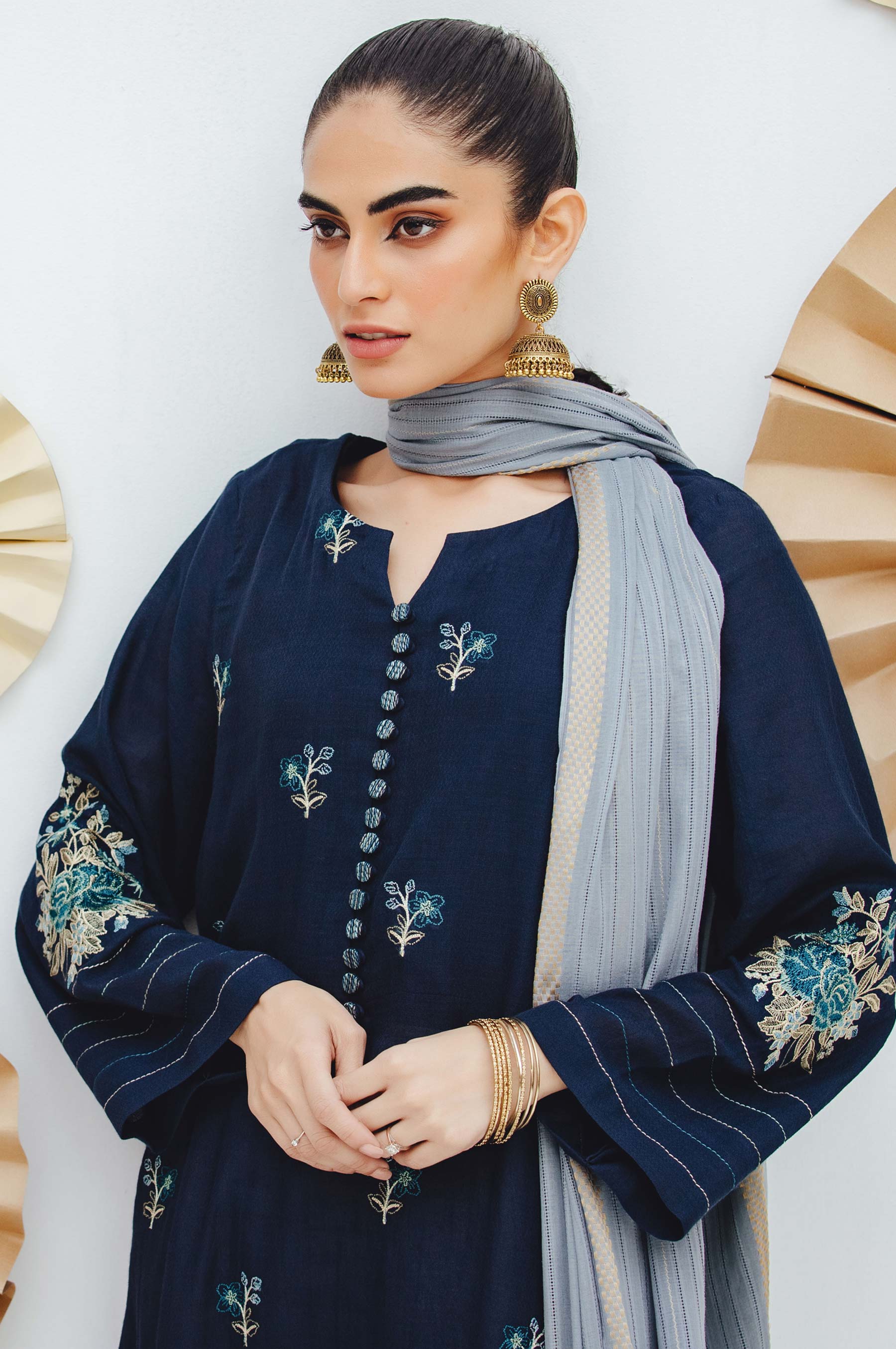 Stitched 2 Piece Embroidered Dobby Suit - Image 2