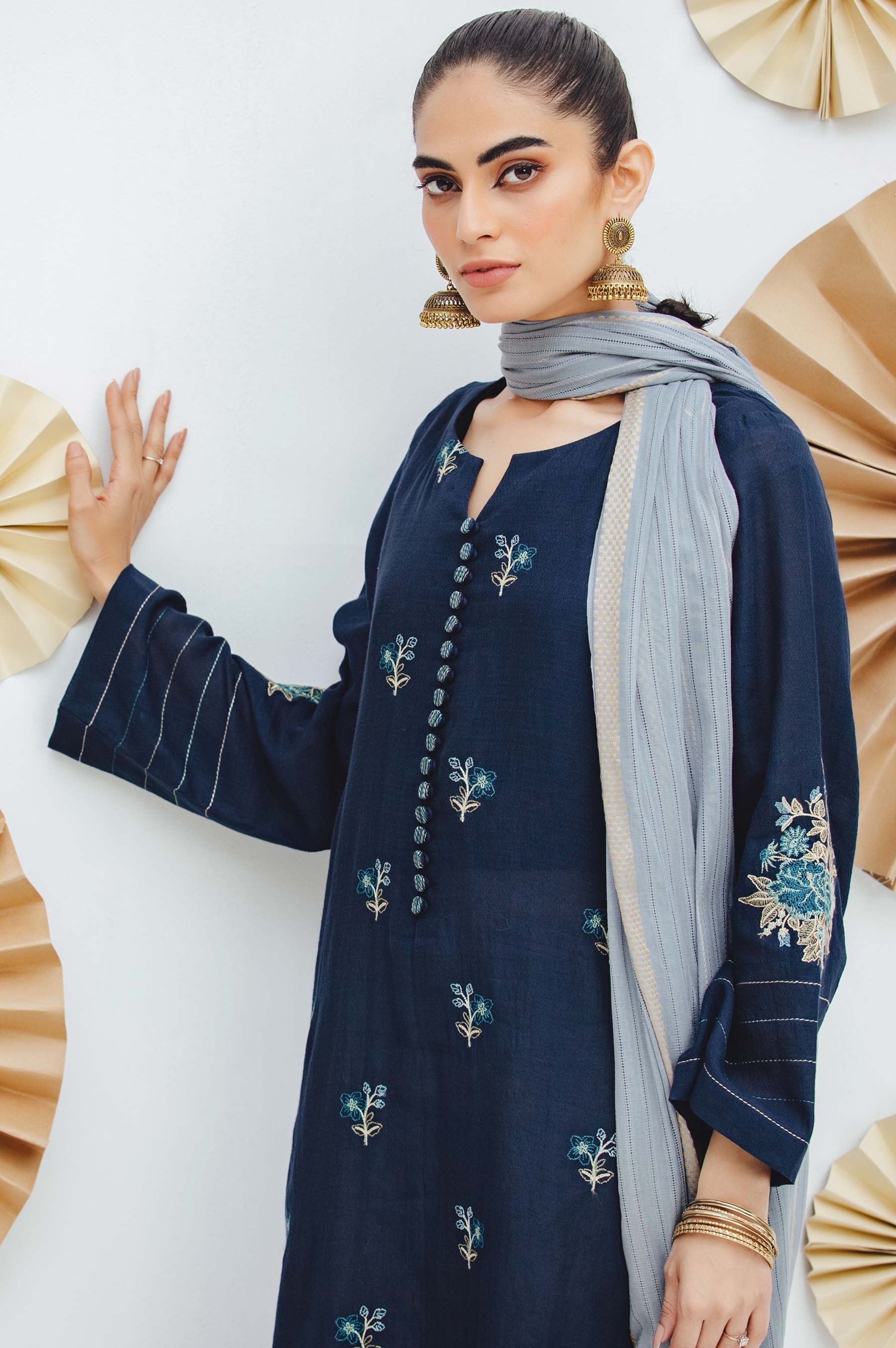 Stitched 2 Piece Embroidered Dobby Suit - Image 4