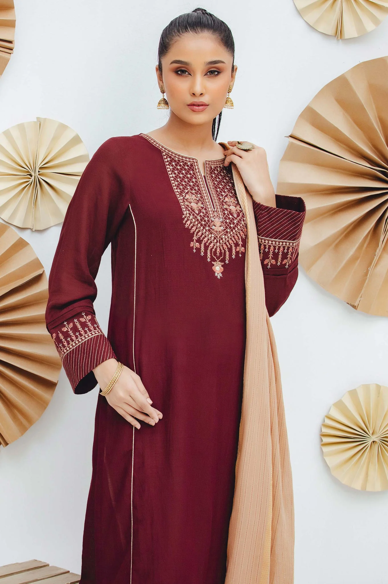 Stitched 2 Piece Embroidered Dobby Suit - Image 5