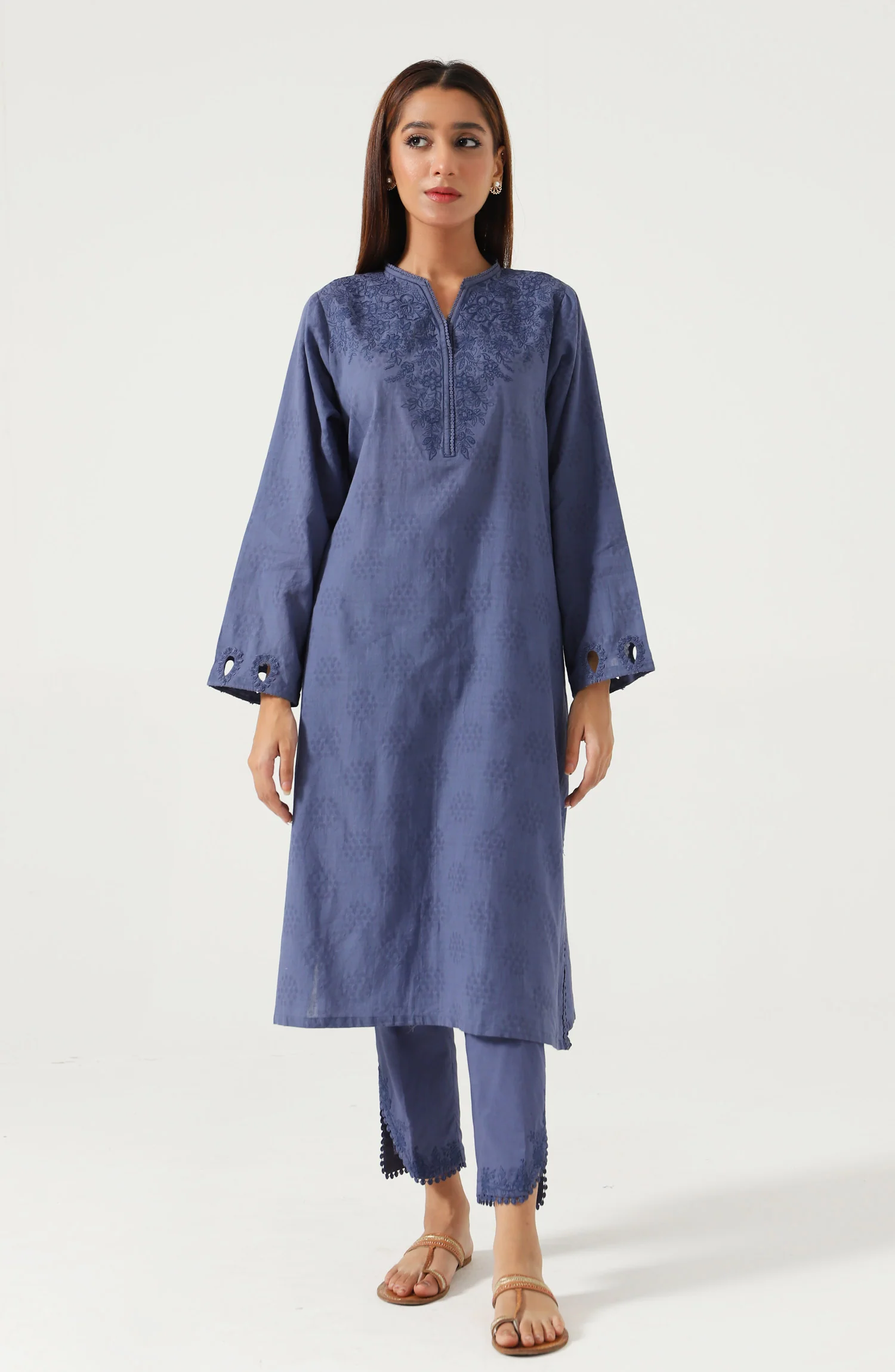 Stitched 2 Piece Embroidered Dobby Suit