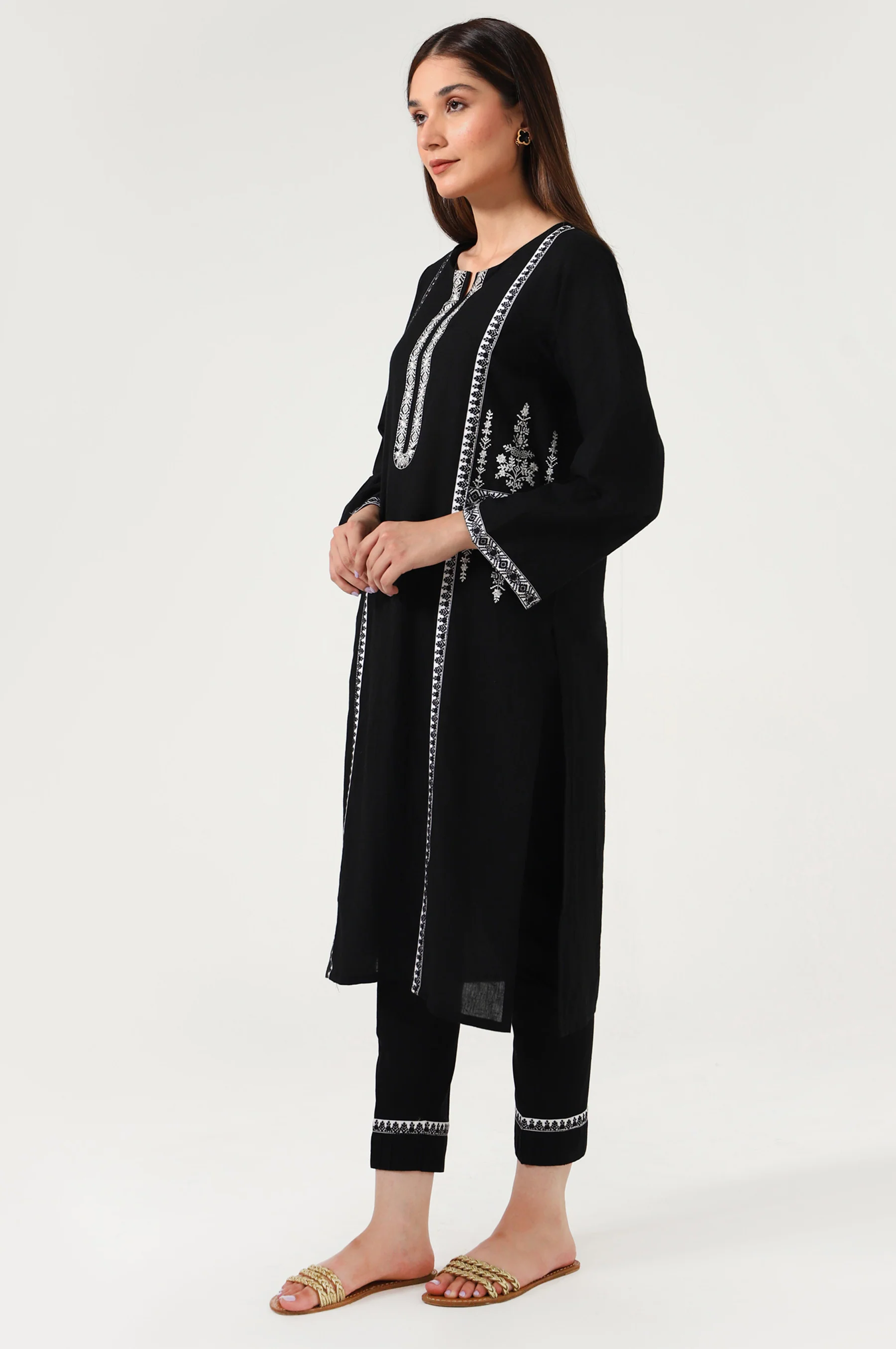 Stitched 2 Piece Embroidered Dobby Suit - Image 3