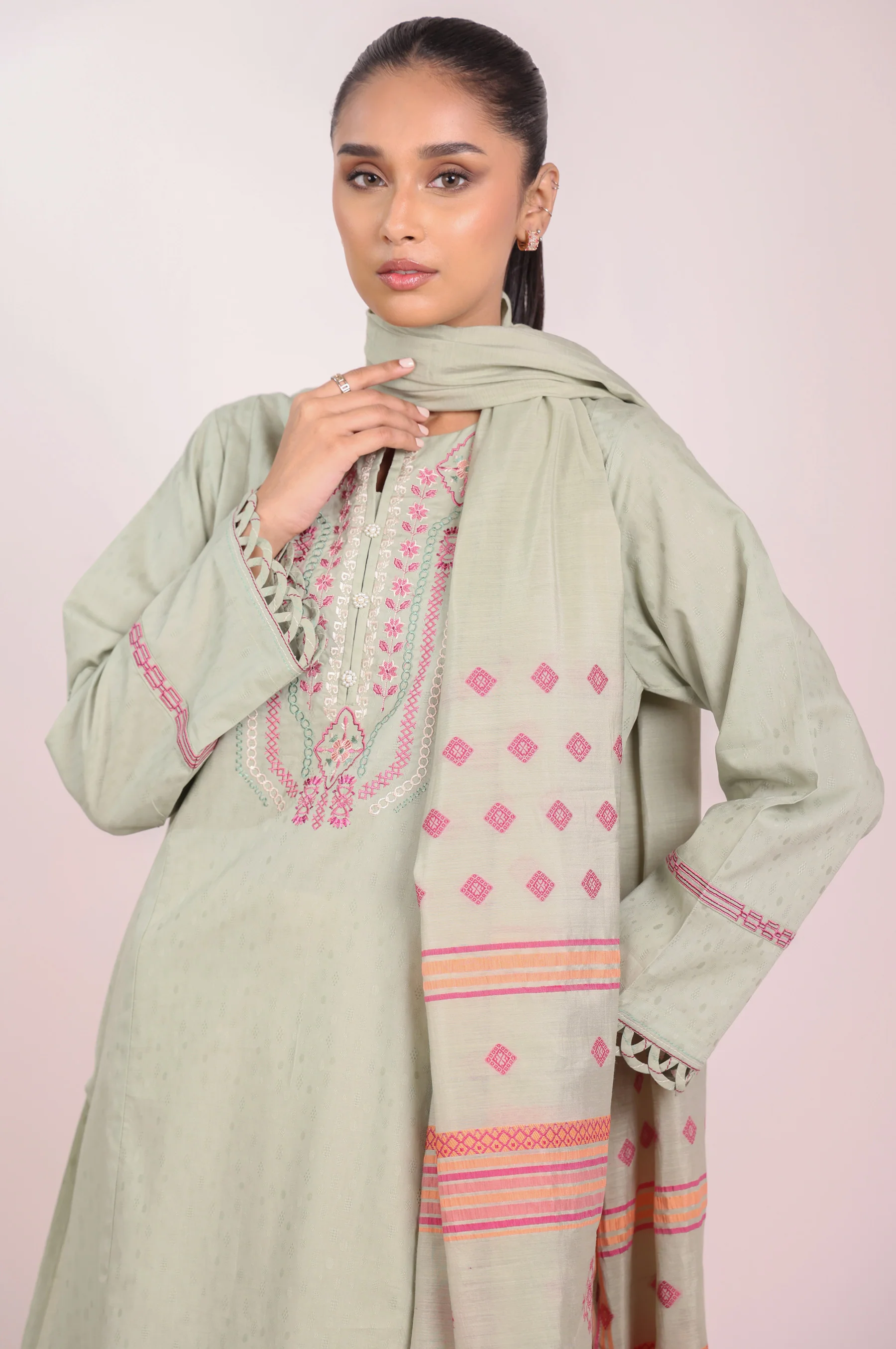 Stitched 2 Piece Embroidered Dobby Suit - Image 4