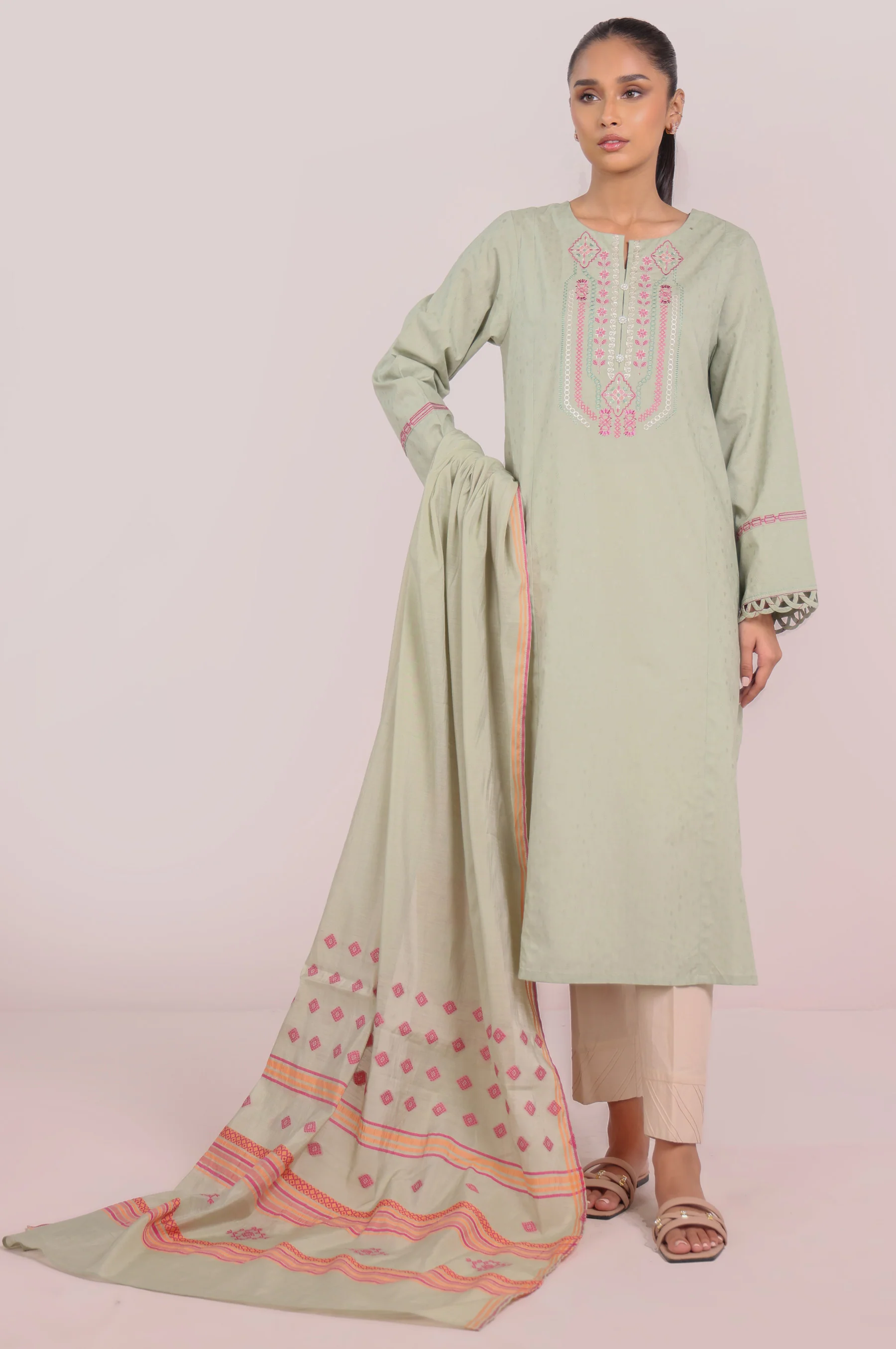 Stitched 2 Piece Embroidered Dobby Suit - Image 5
