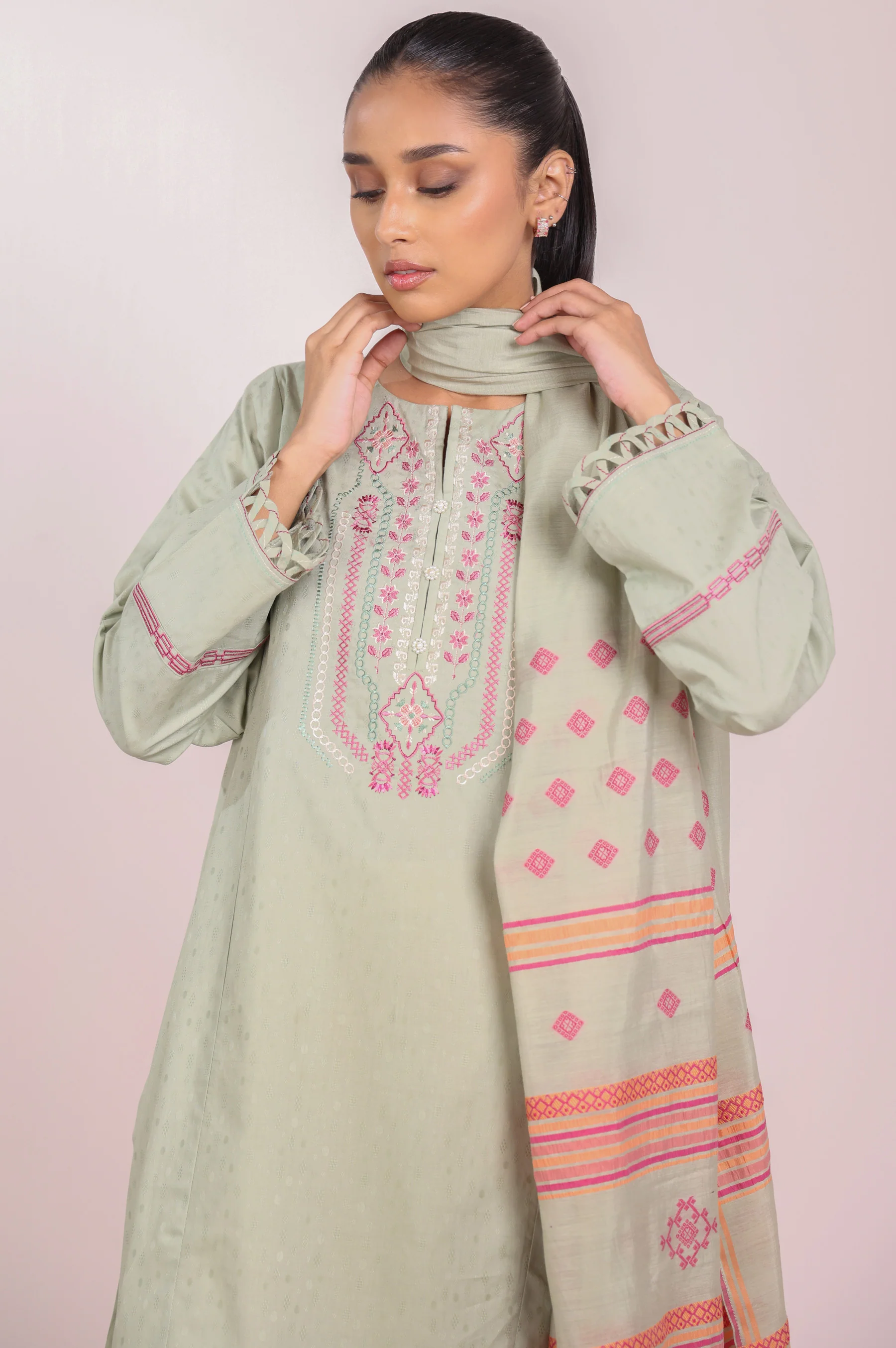 Stitched 2 Piece Embroidered Dobby Suit - Image 6