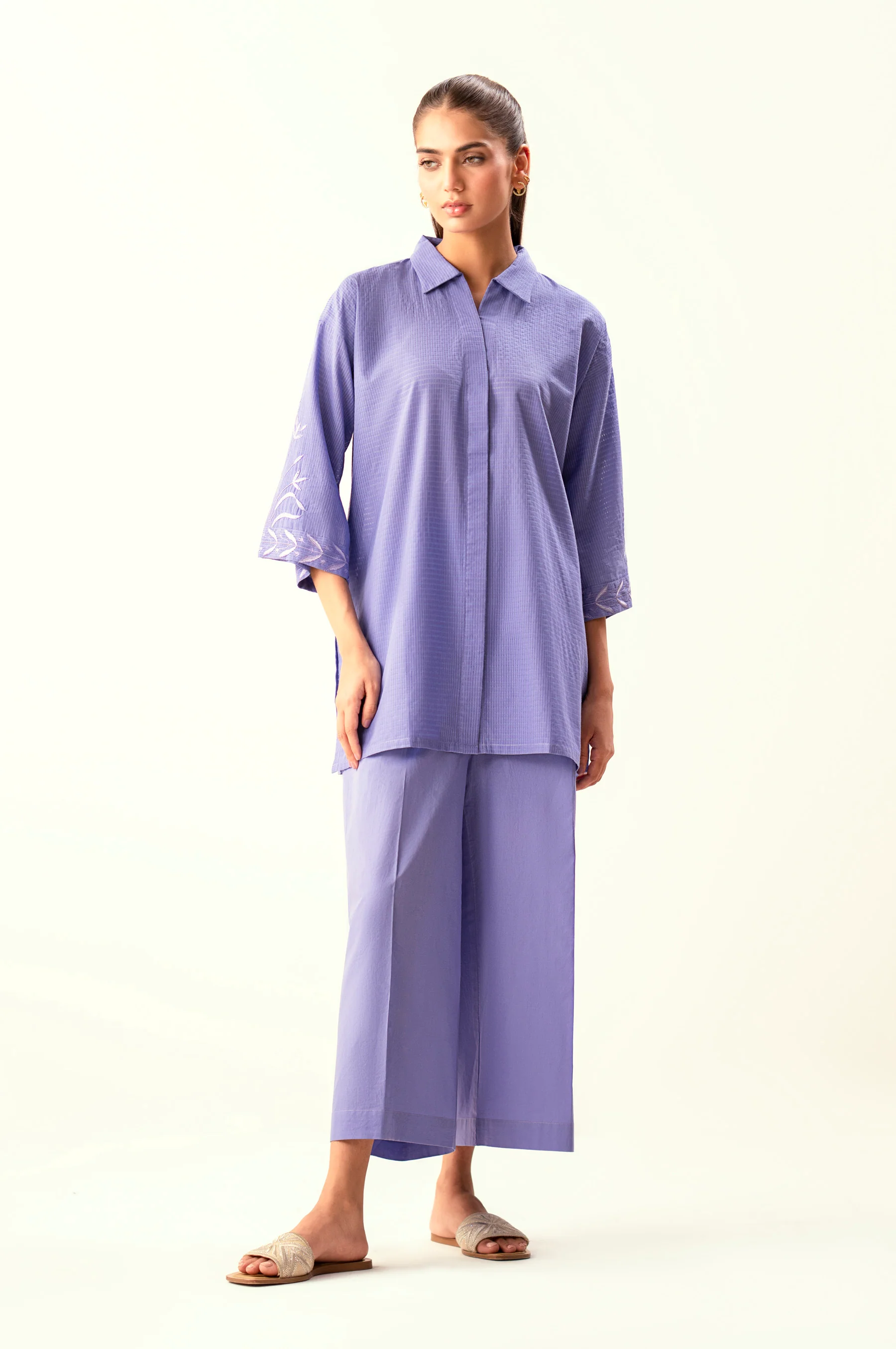 STITCHED EMBROIDERED SHIRT BOTTOM - Image 4