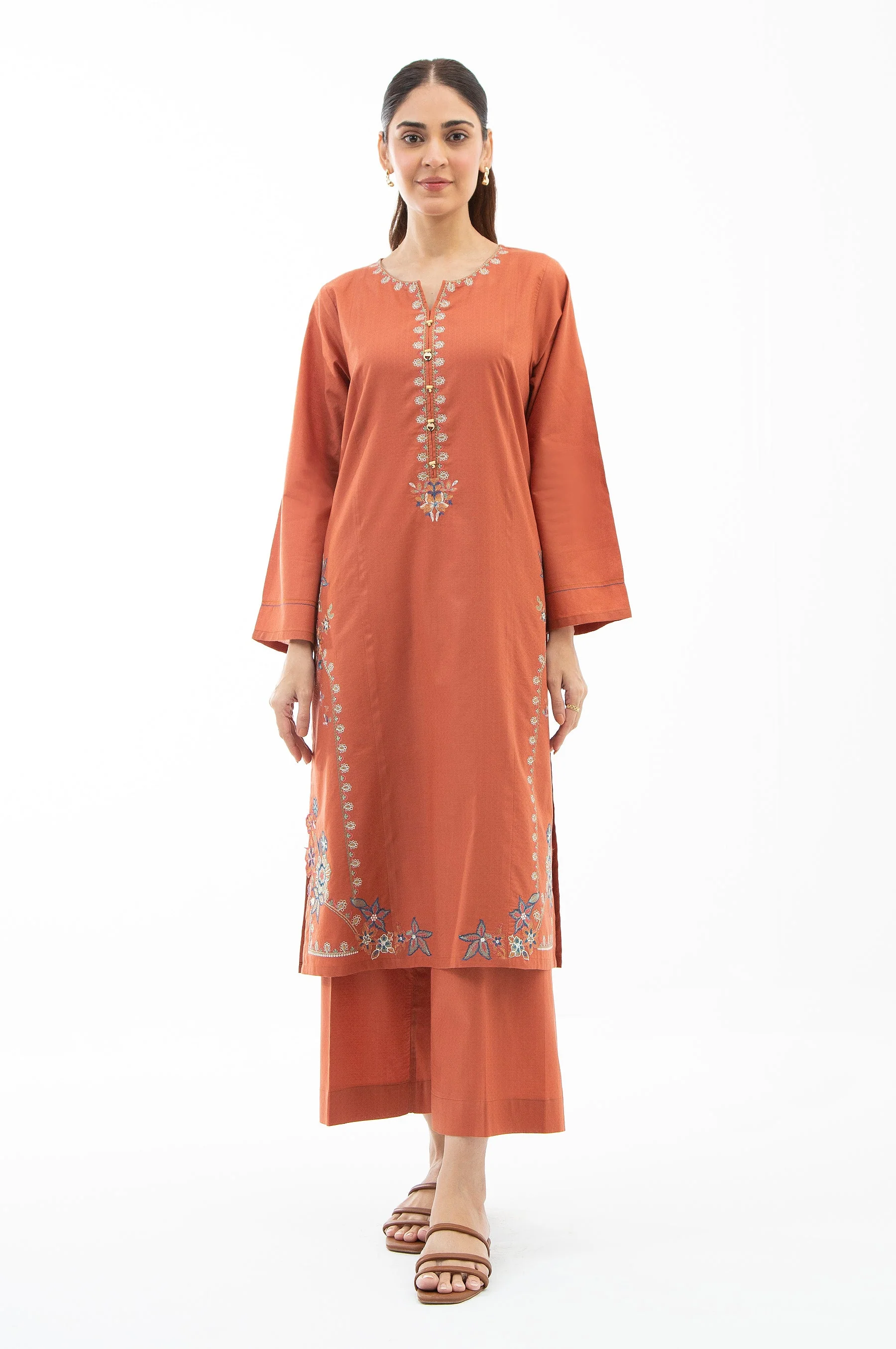 EMBROIDERED DOBBY STITCHED 2 PIECE SUIT (FACTORY E-OUTLET)