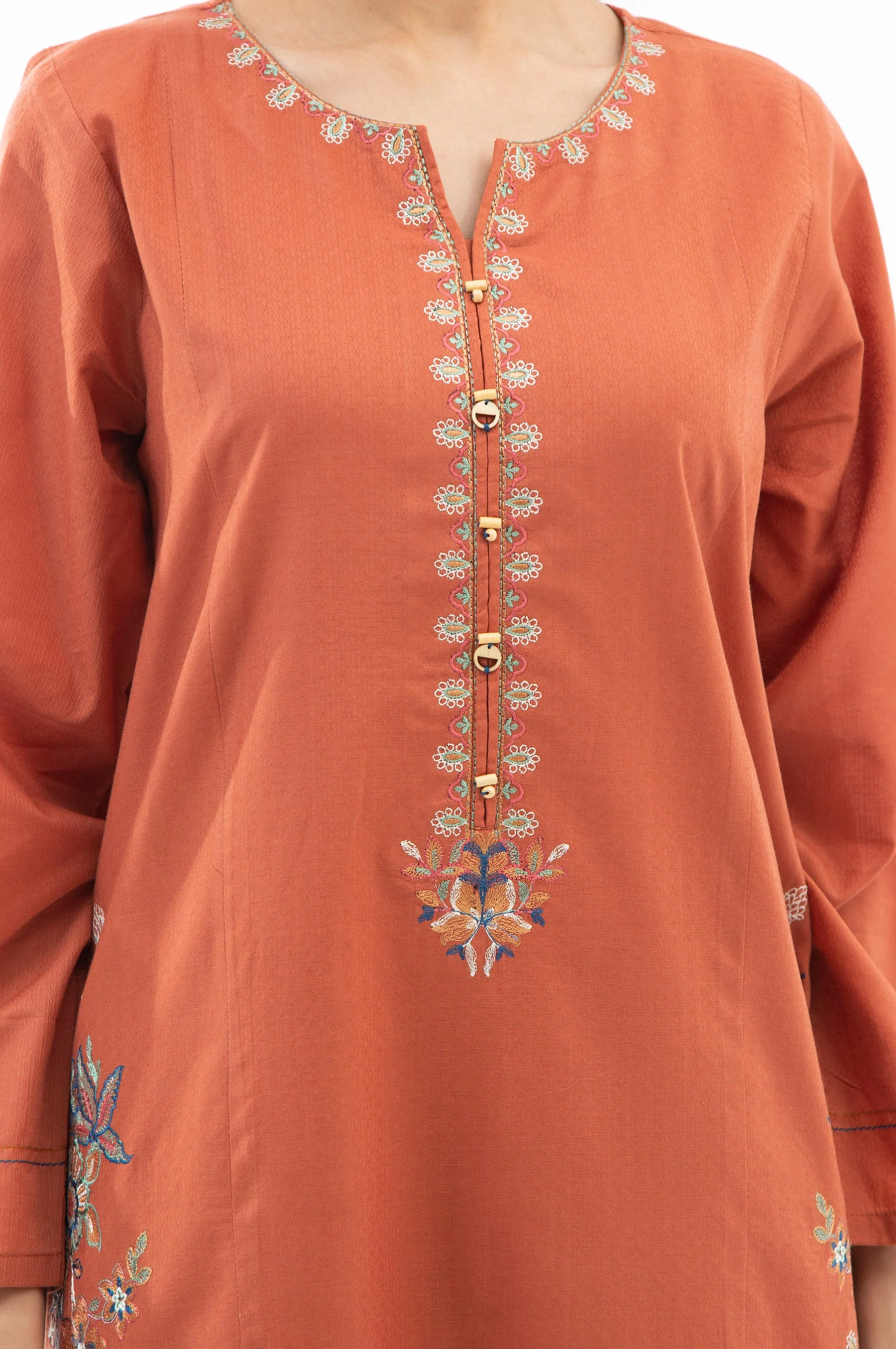 EMBROIDERED DOBBY STITCHED 2 PIECE SUIT (FACTORY E-OUTLET) - Image 2