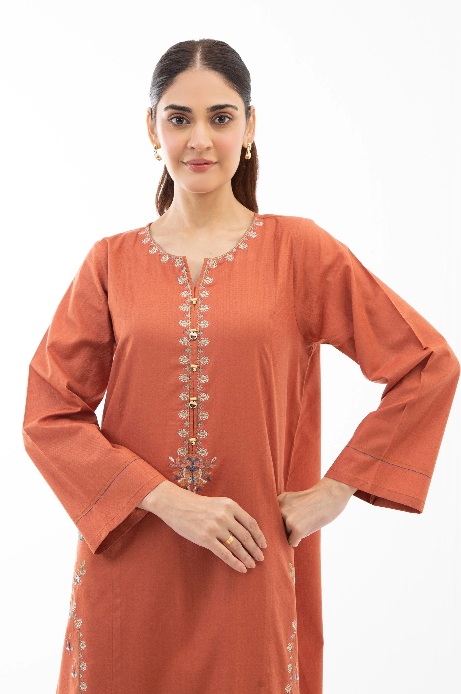EMBROIDERED DOBBY STITCHED 2 PIECE SUIT (FACTORY E-OUTLET) - Image 3